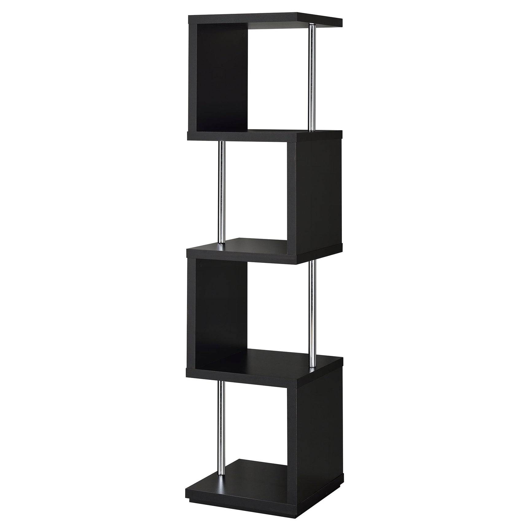 Tampa Furniture Outlet - Coaster - Baxter 67-inch 4-shelf Bookshelf Black and Chrome - 801419