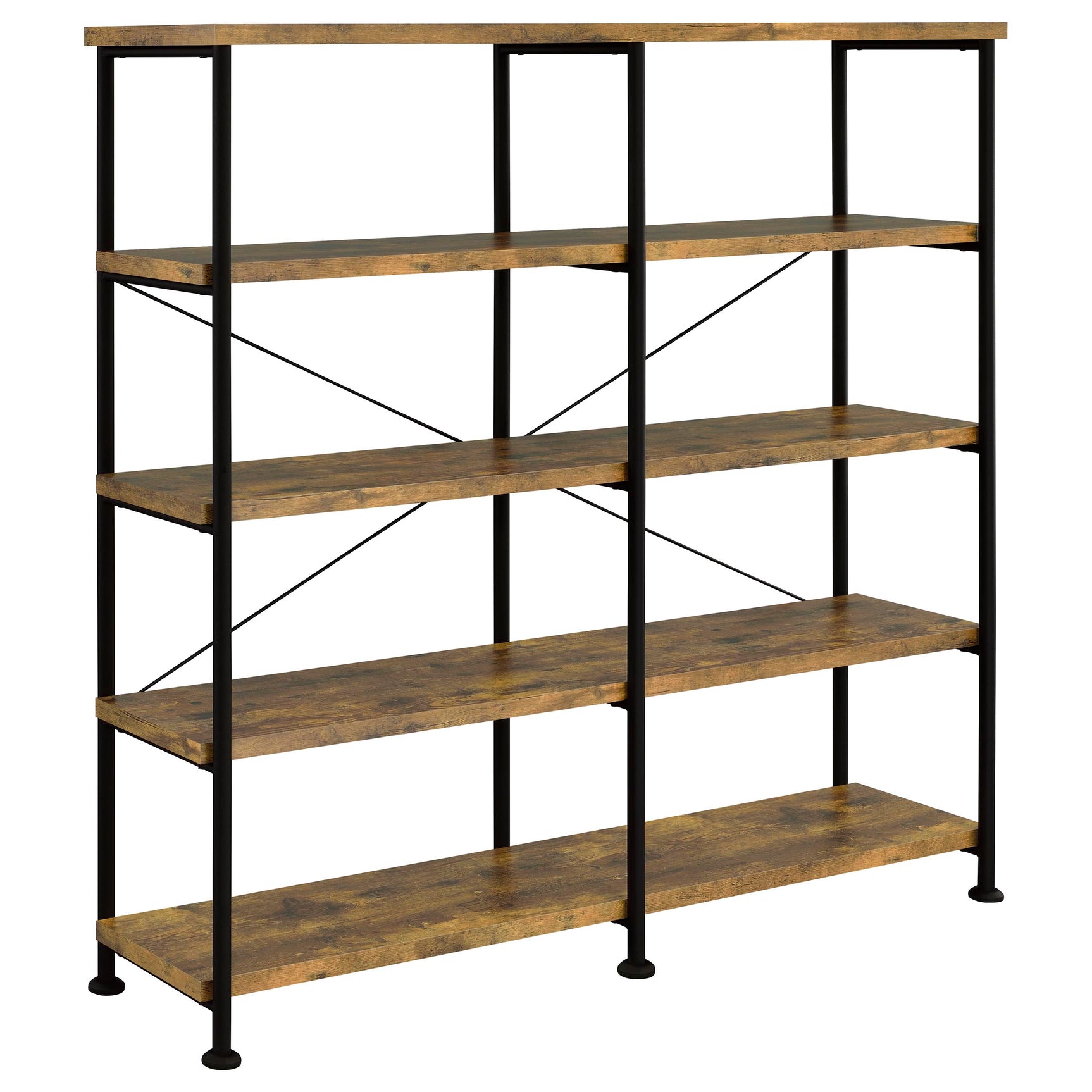 Tampa Furniture Outlet - Coaster - Analiese 63-inch 4-shelf Double Bookshelf Rustic Nutmeg - 801543