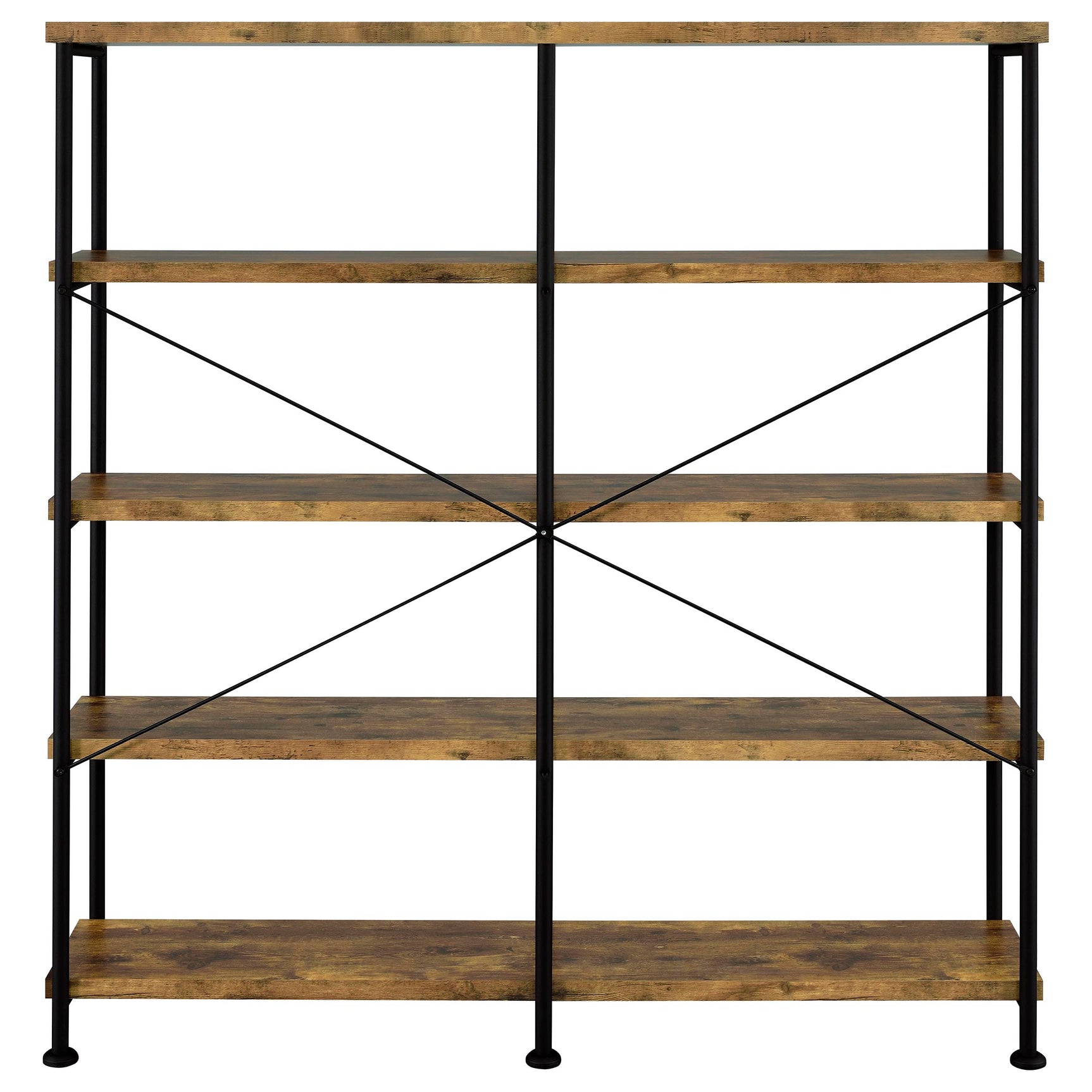 Analiese 63-inch 4-shelf Double Bookshelf Rustic Nutmeg
