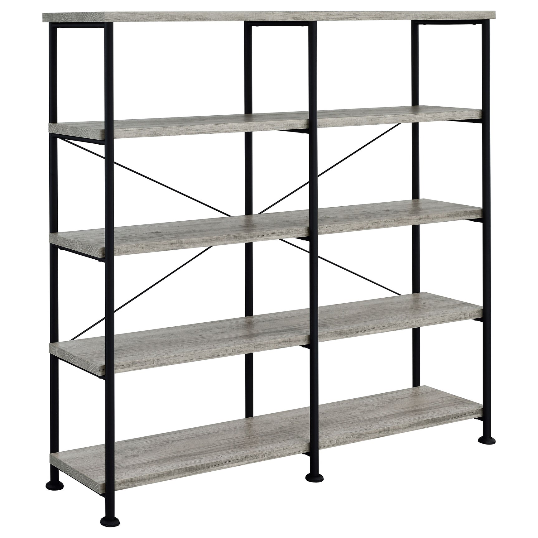 Tampa Furniture Outlet - Coaster - Analiese 63-inch 4-shelf Double Bookshelf Grey Driftwood - 801544