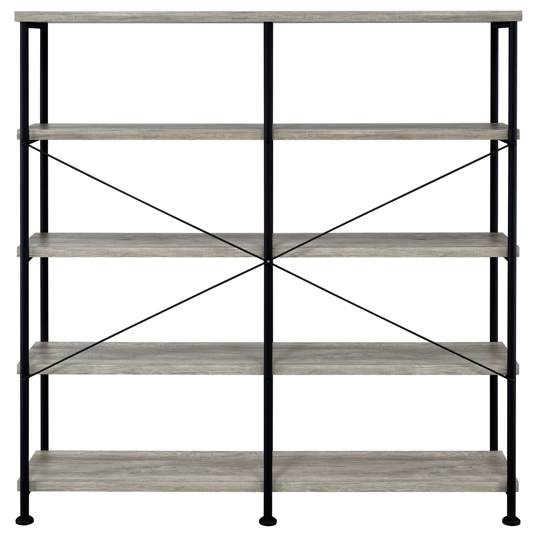 Analiese 63-inch 4-shelf Double Bookshelf Grey Driftwood