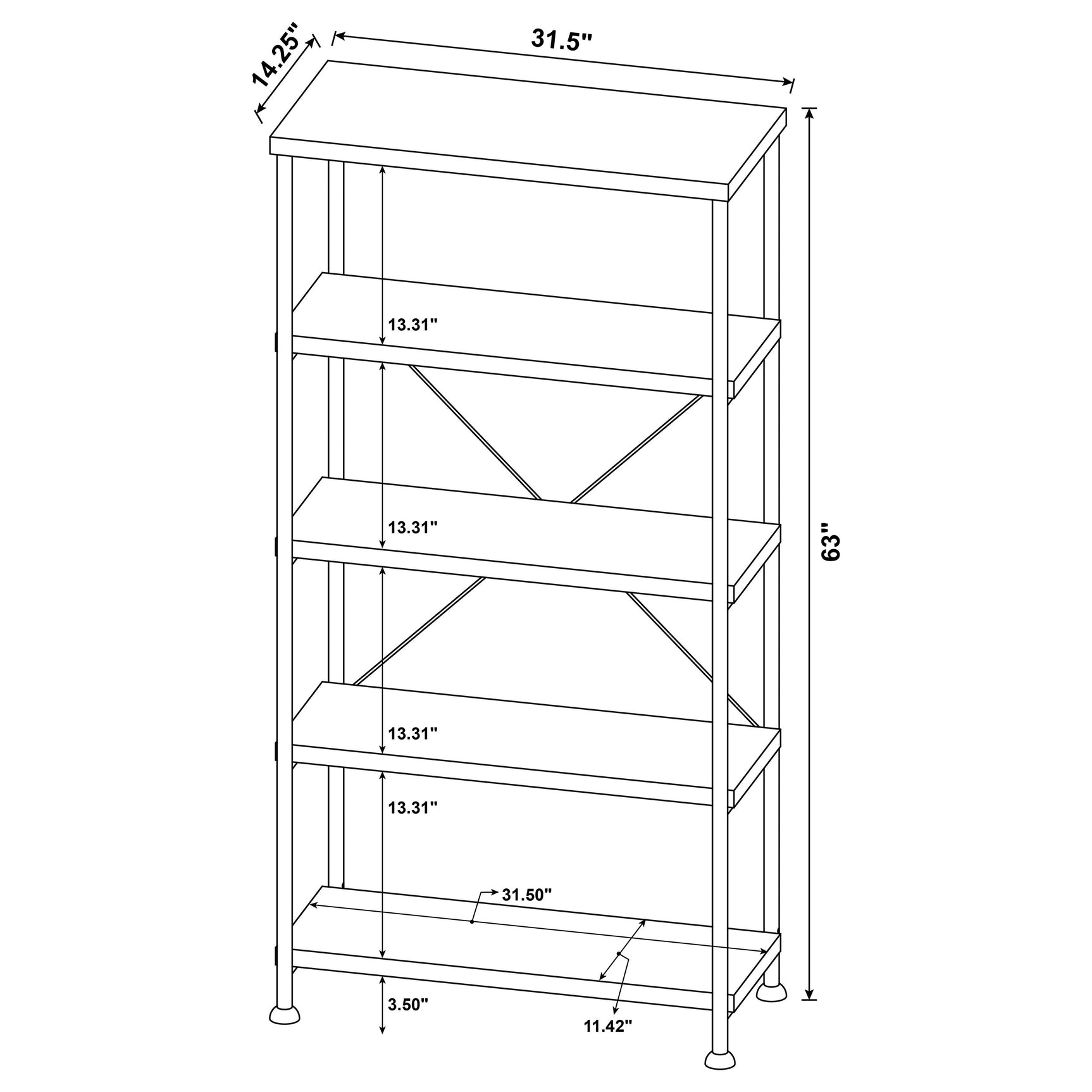 Analiese 63-inch 4-shelf Bookshelf Grey Driftwood - Tampa Furniture Outlet