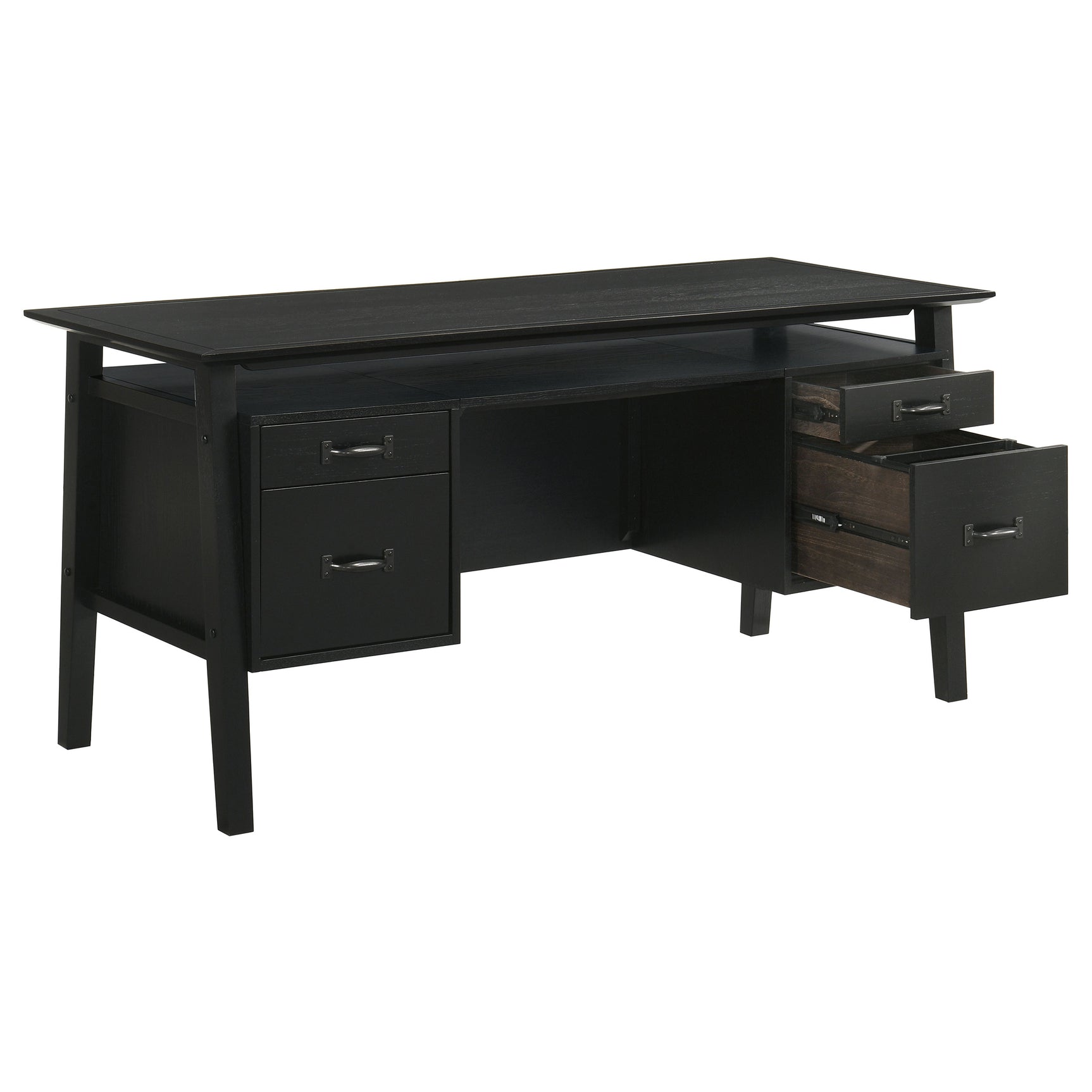 Tampa Furniture Outlet - Coaster - Goodson 64-inch 4-Drawer Double Pedestal Computer Desk Black - 801586