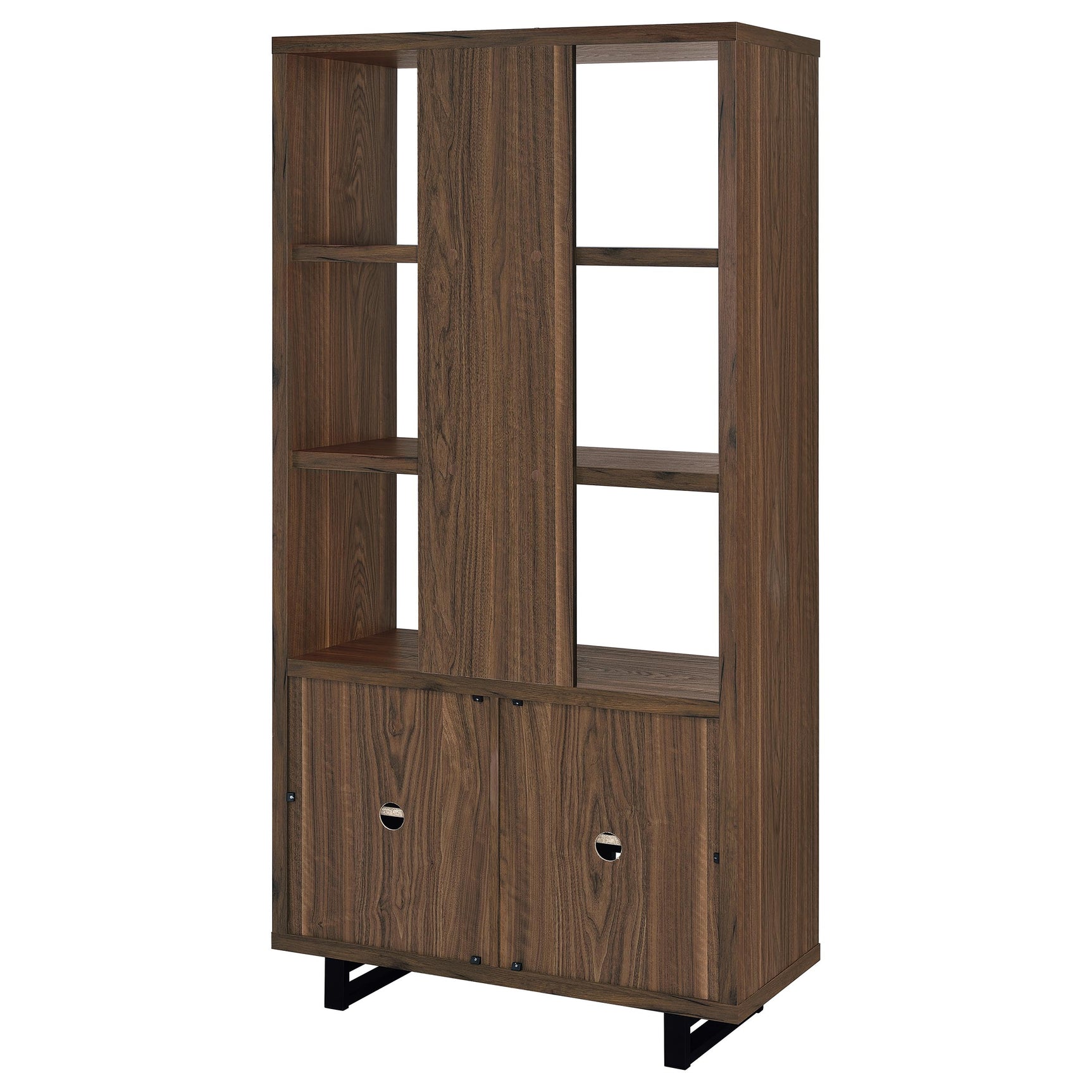 Maddox 71-inch 3-shelf Cabinet Bookcase Walnut - Tampa Furniture Outlet