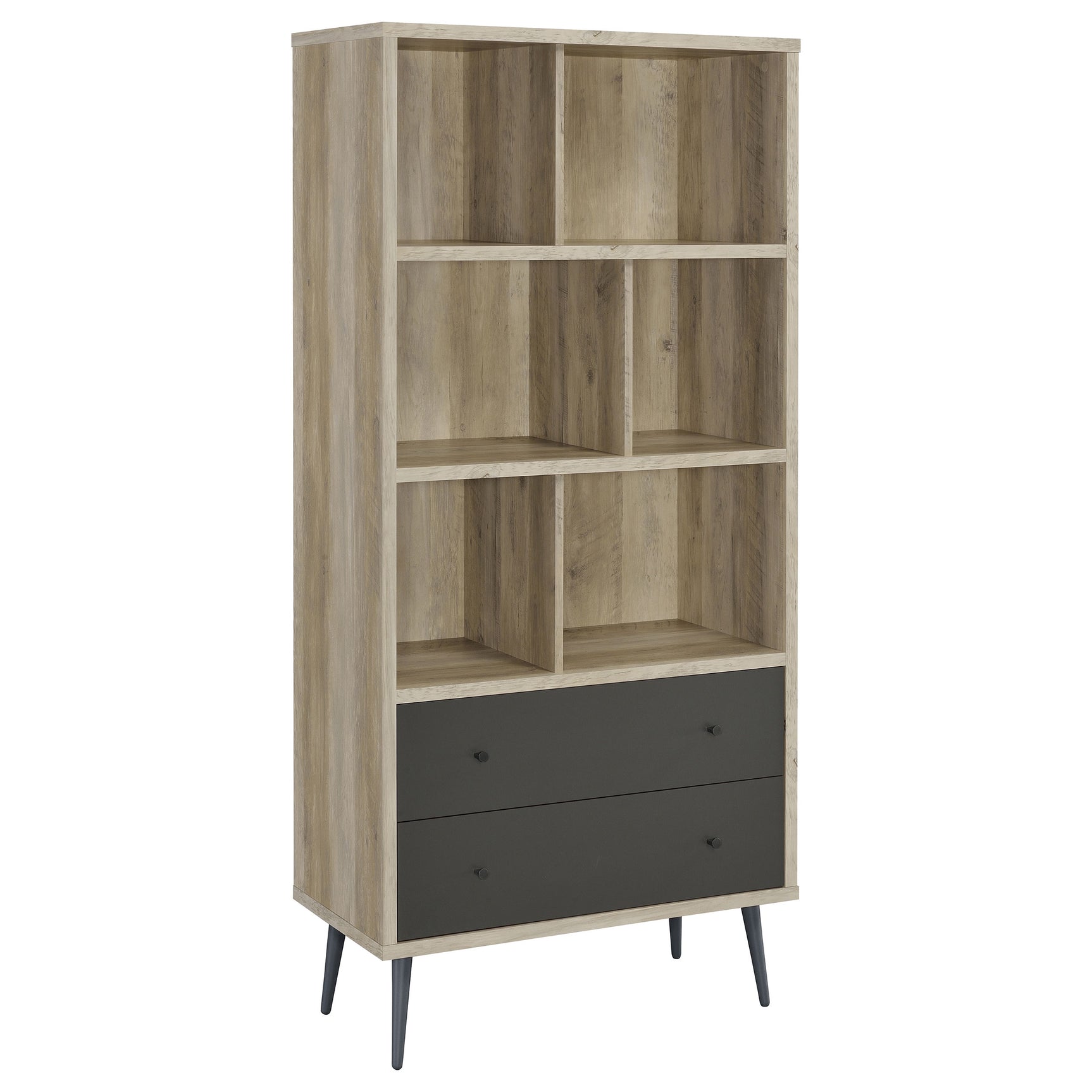 Tampa Furniture Outlet - Coaster - Maeve 70-inch 3-shelf Bookcase with Drawers Distressed Pine - 801923