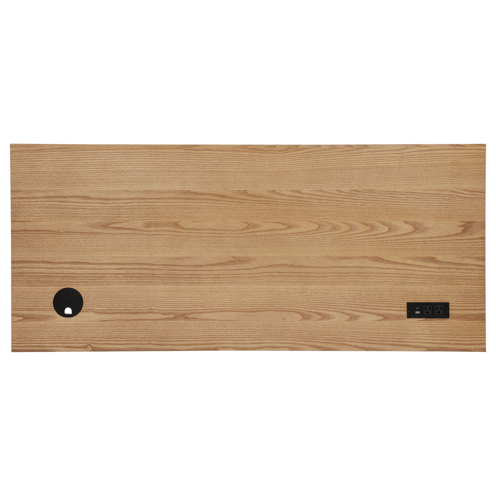 Vermes 55-inch 3-drawer Writing Desk with Power Outlet Light Ash