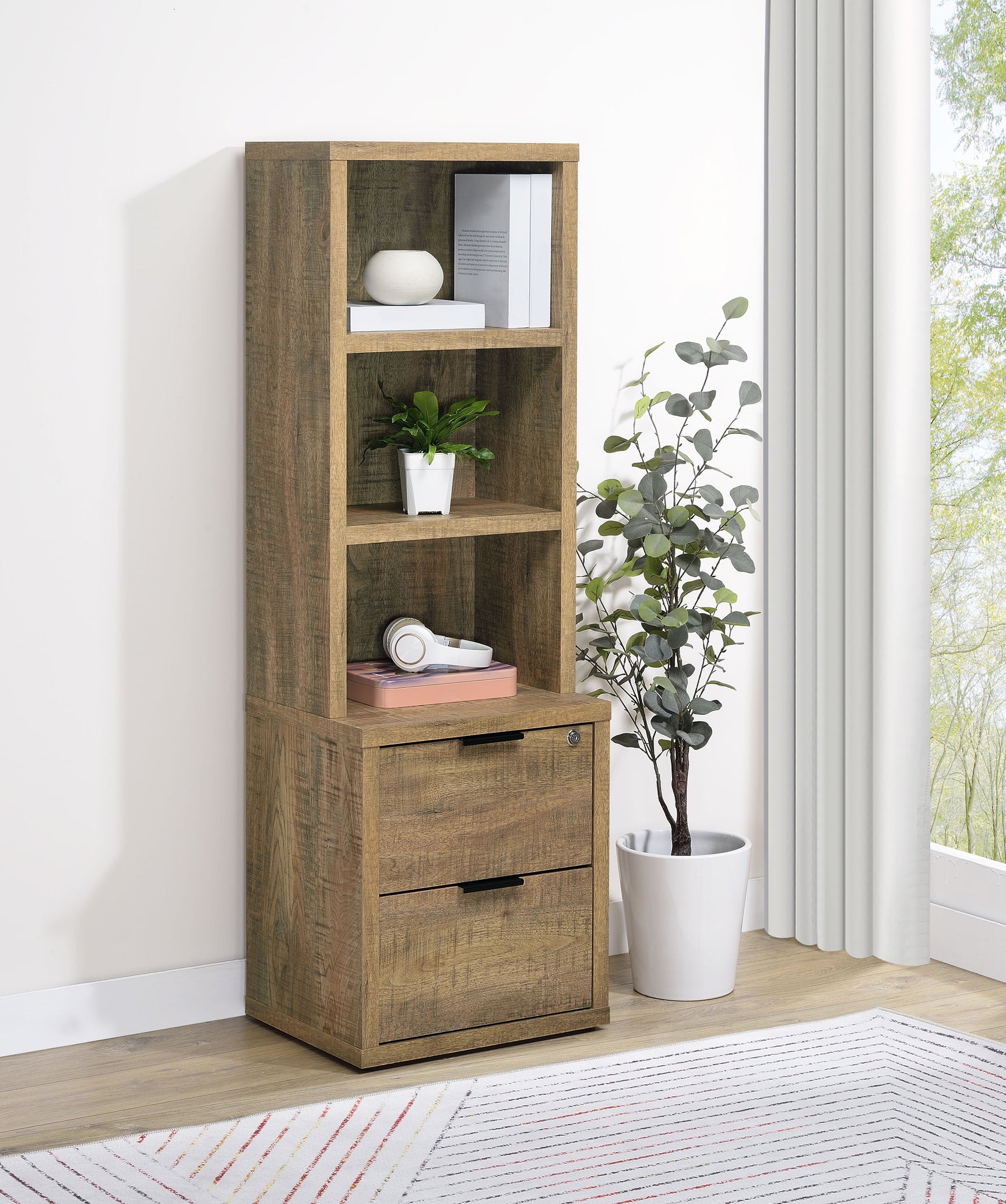 Westpark 3-shelf Bookcase USB and Lockable Drawer Mango - Tampa Furniture Outlet