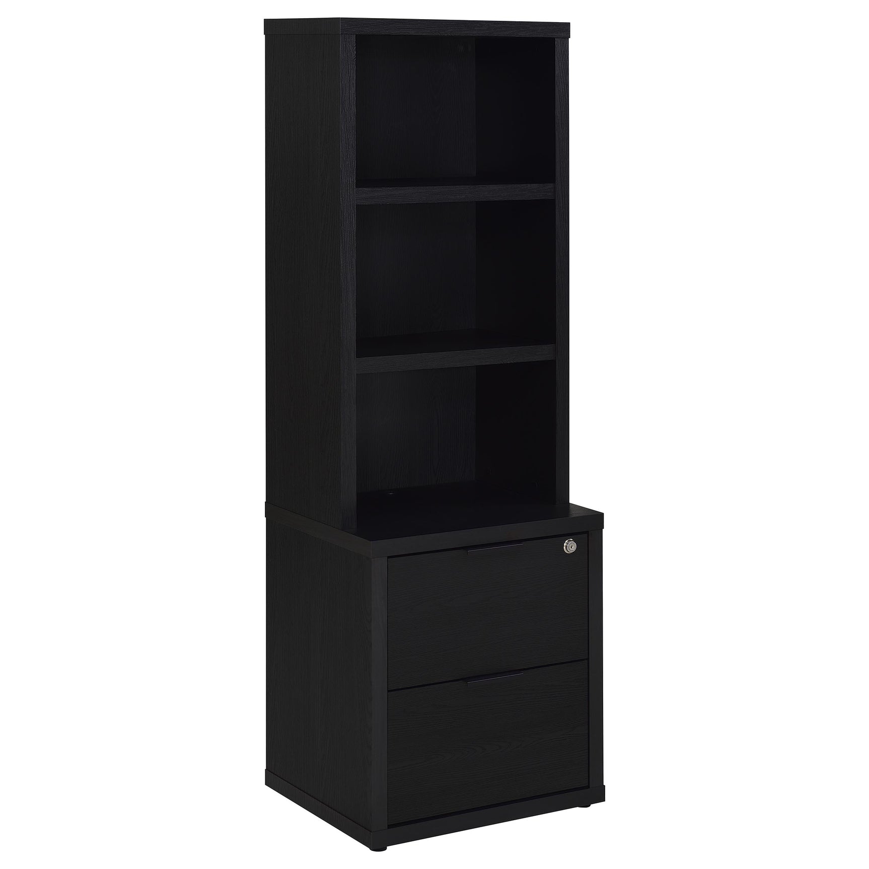Tampa Furniture Outlet - Coaster - Westpark 3-shelf Bookcase USB and Lockable Drawer Black - 802703