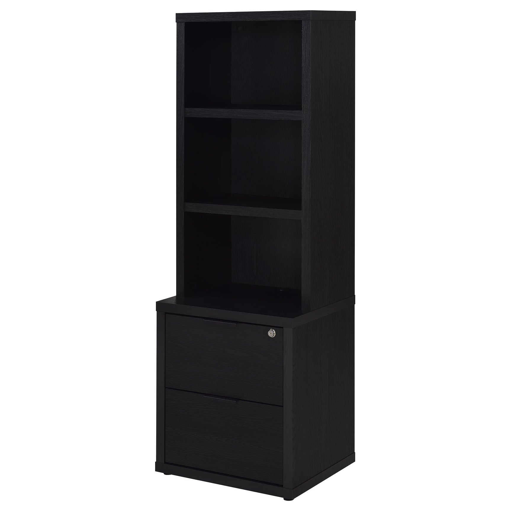 Westpark 3-shelf Bookcase USB and Lockable Drawer Black - Tampa Furniture Outlet