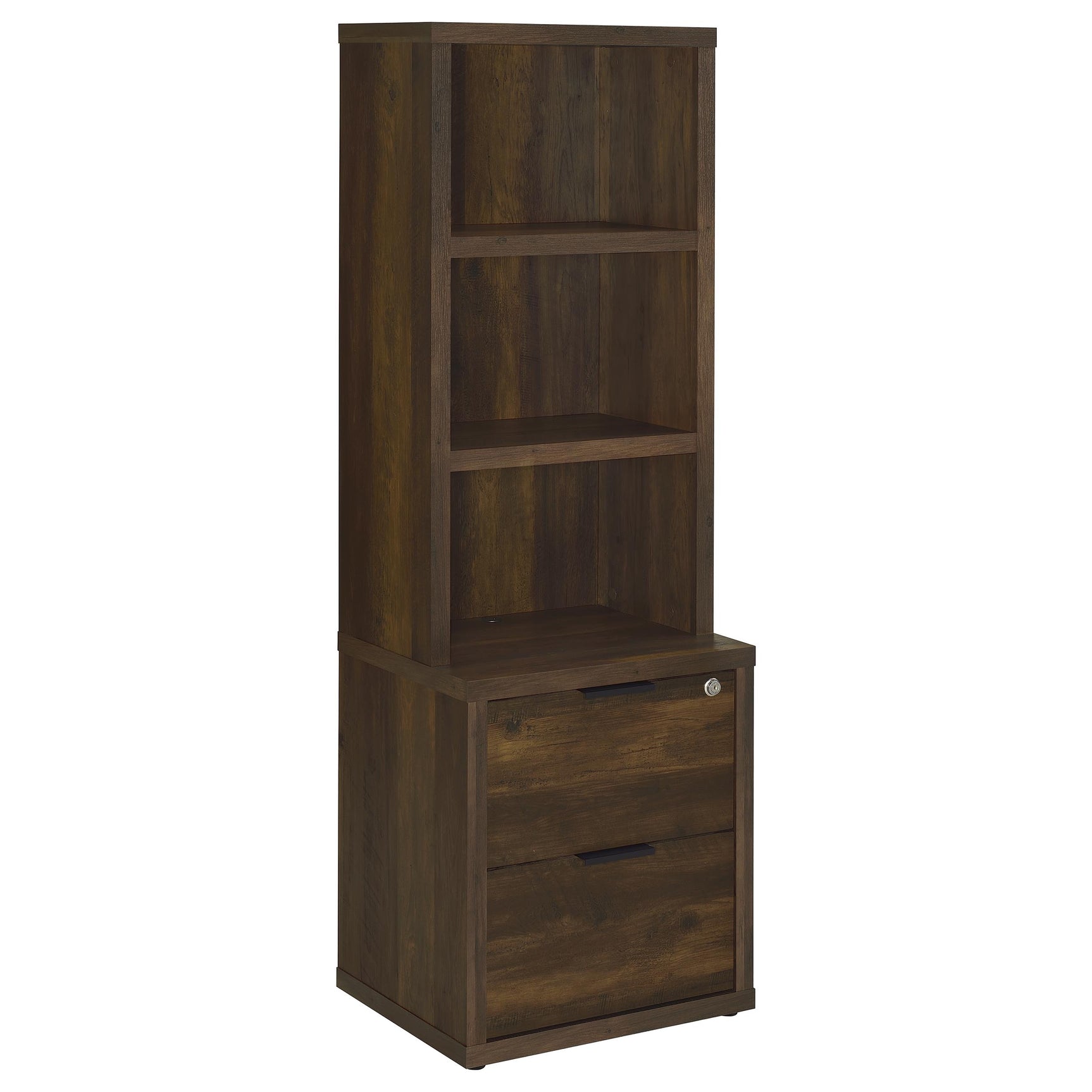 Tampa Furniture Outlet - Coaster - Westpark 3-shelf Bookcase USB and Lockable Drawer Dark Pine - 802713