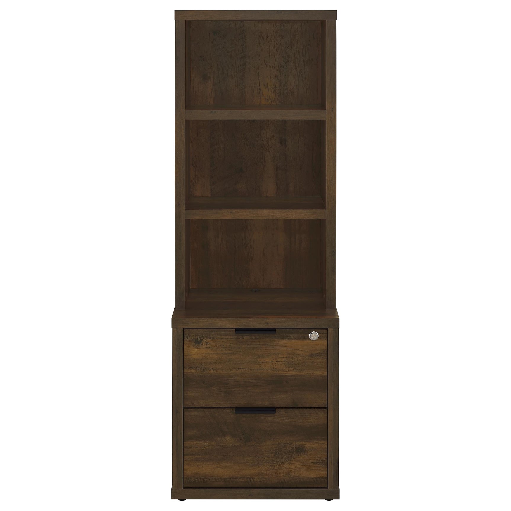Westpark 3-shelf Bookcase USB and Lockable Drawer Dark Pine - Tampa Furniture Outlet