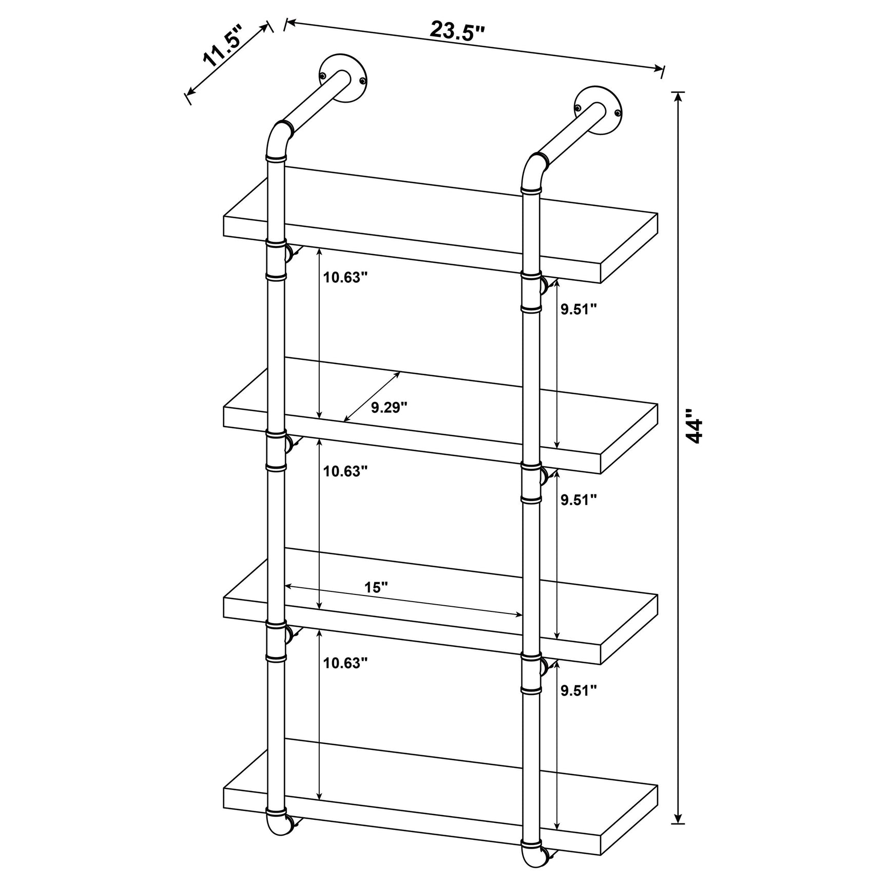Elmcrest 24-inch 4-shelf Wall Bookshelf Rustic Oak - Tampa Furniture Outlet