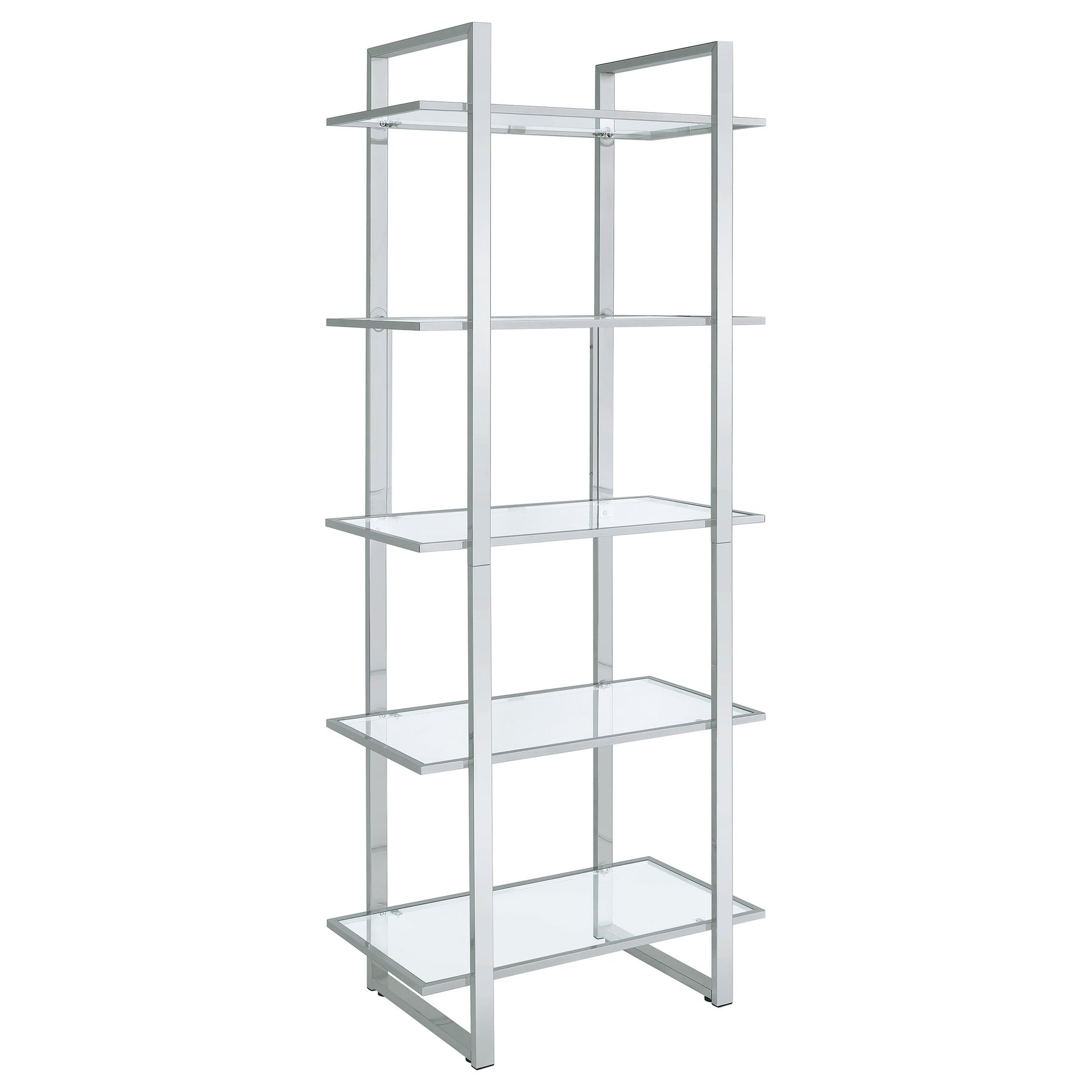 Tampa Furniture Outlet - Coaster - Hartford 79-inch 5-shelf Glass Bookshelf Chrome - 805538