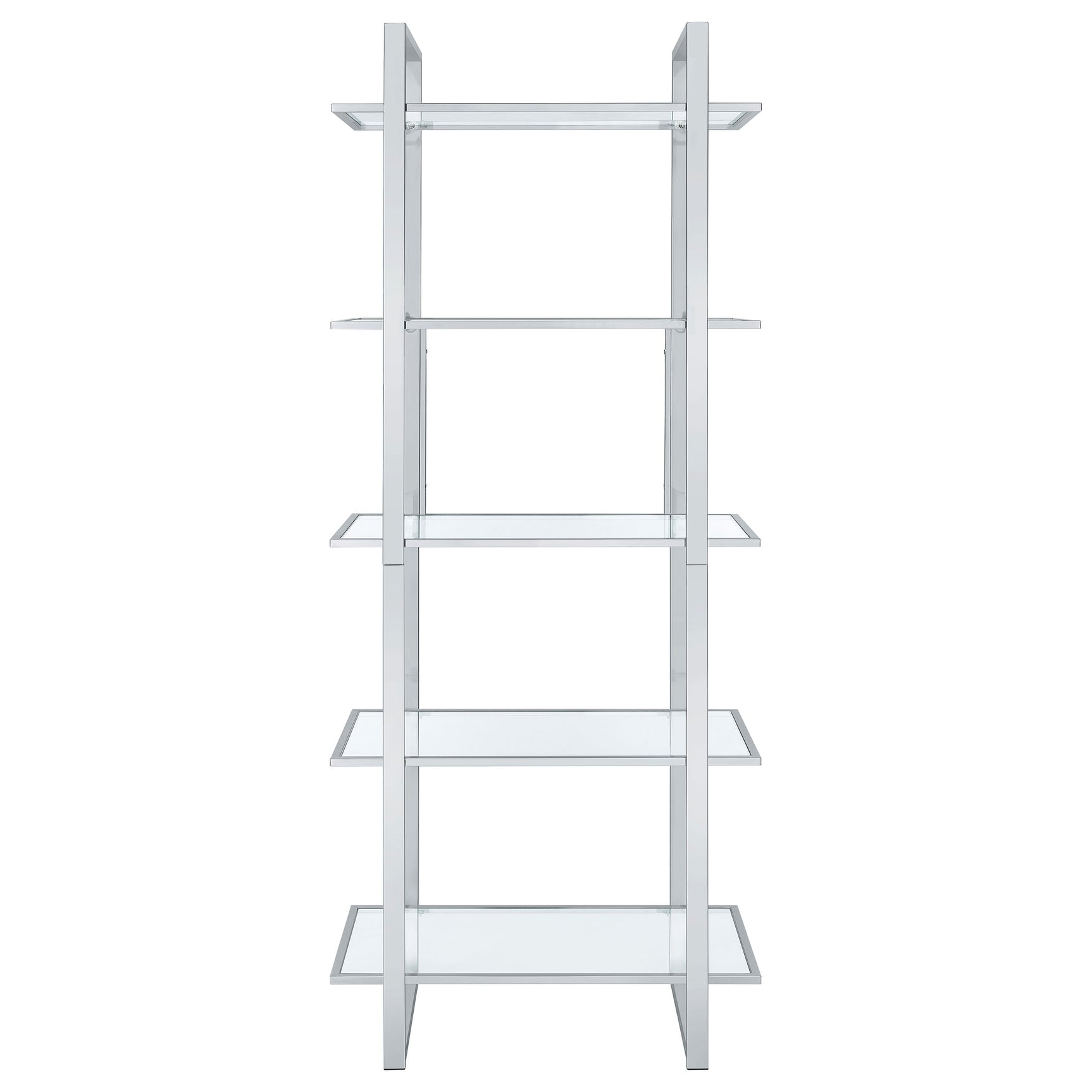 Hartford 79-inch 5-shelf Glass Bookshelf Chrome - Tampa Furniture Outlet