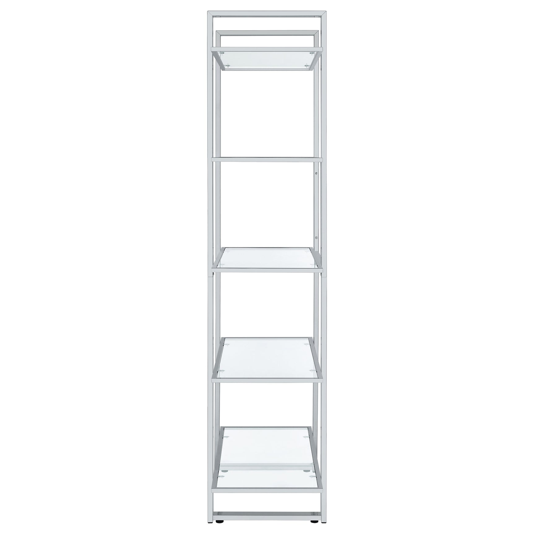 Hartford 79-inch 5-shelf Glass Bookshelf Chrome - Tampa Furniture Outlet