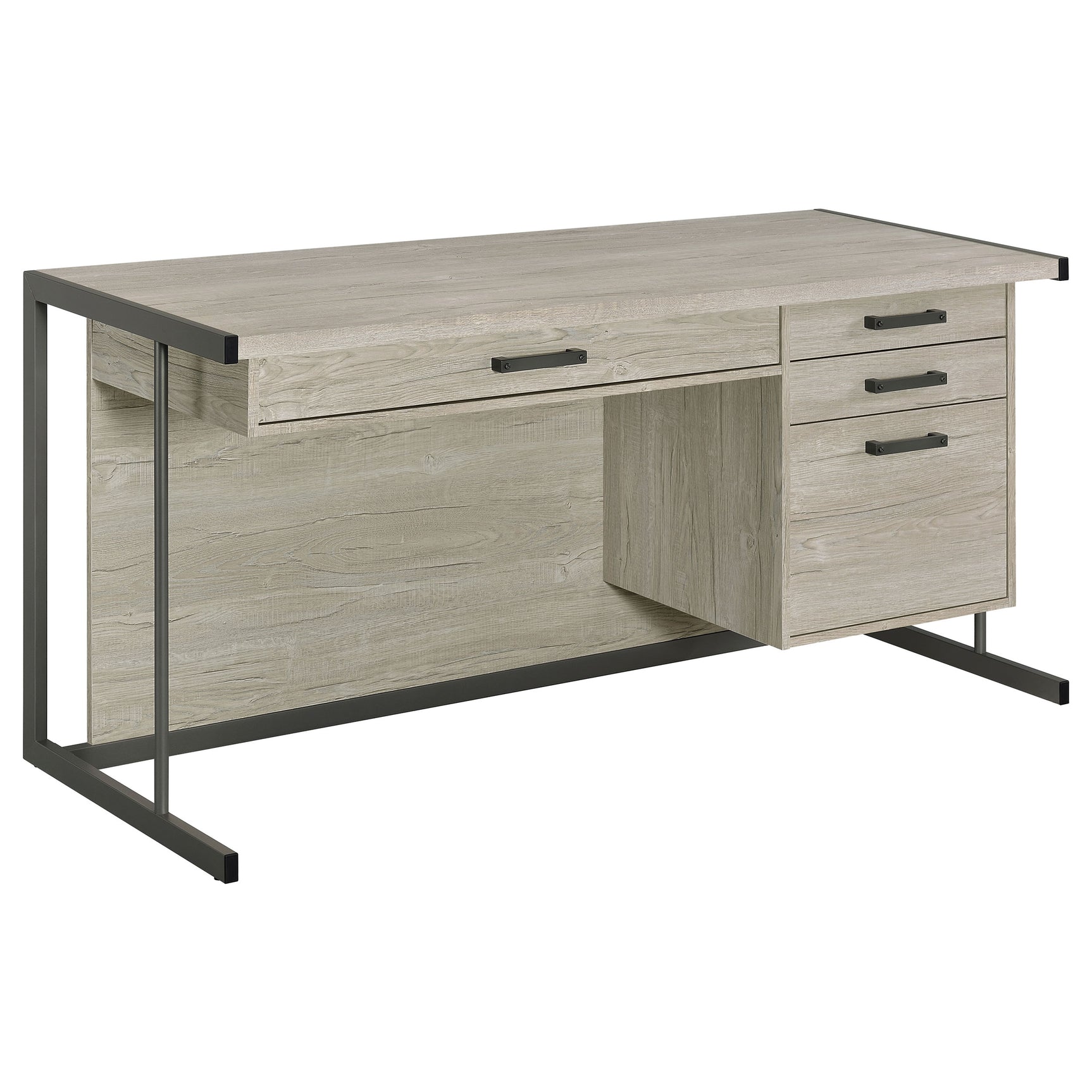 Tampa Furniture Outlet - Coaster - Loomis 60-inch 4-drawer Computer Desk Whitewashed Grey - 805881