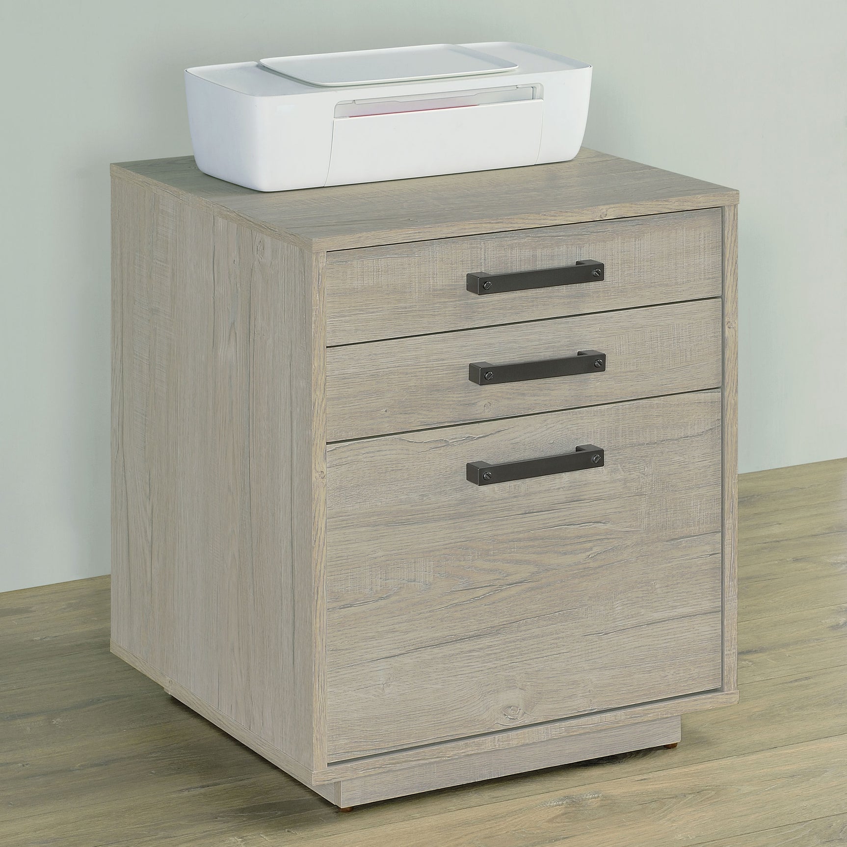 Loomis 3-drawer Home Office File Cabinet Whitewashed Grey - Tampa Furniture Outlet