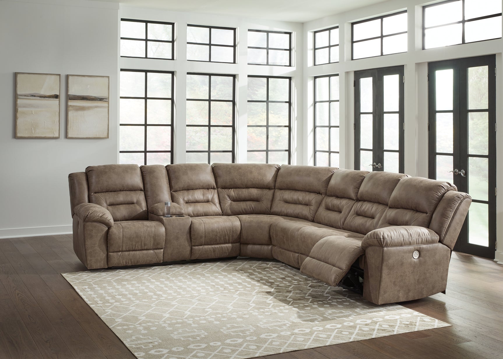 Tampa Furniture Outlet - Ashley Furniture - Ravenel Sectional - 3-Piece Power Reclining Sectional / Fossil - 83106S2