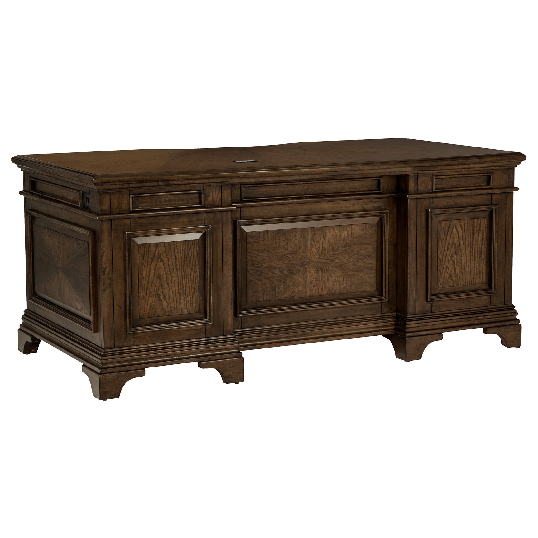 Hartshill 72-inch 7-drawer Executive Desk Burnished Oak - Tampa Furniture Outlet