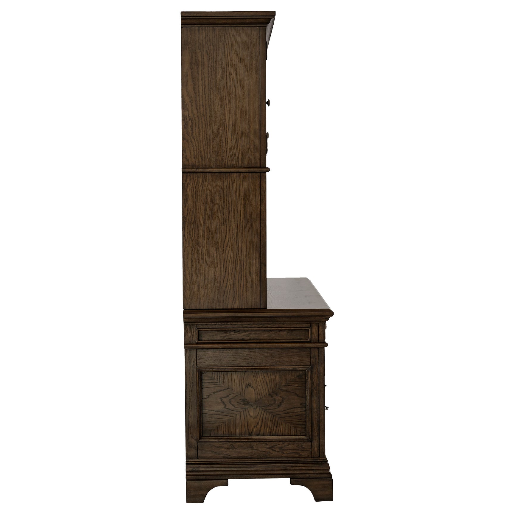 Hartshill 66-inch 5-drawer Credenza with Hutch Burnished Oak - Tampa Furniture Outlet