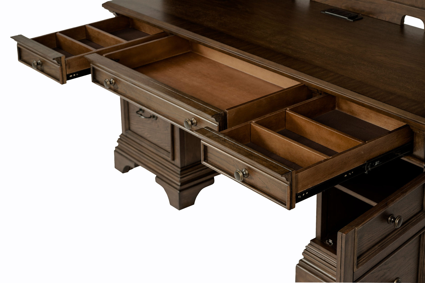 Hartshill 66-inch 5-drawer Credenza with Hutch Burnished Oak - Tampa Furniture Outlet