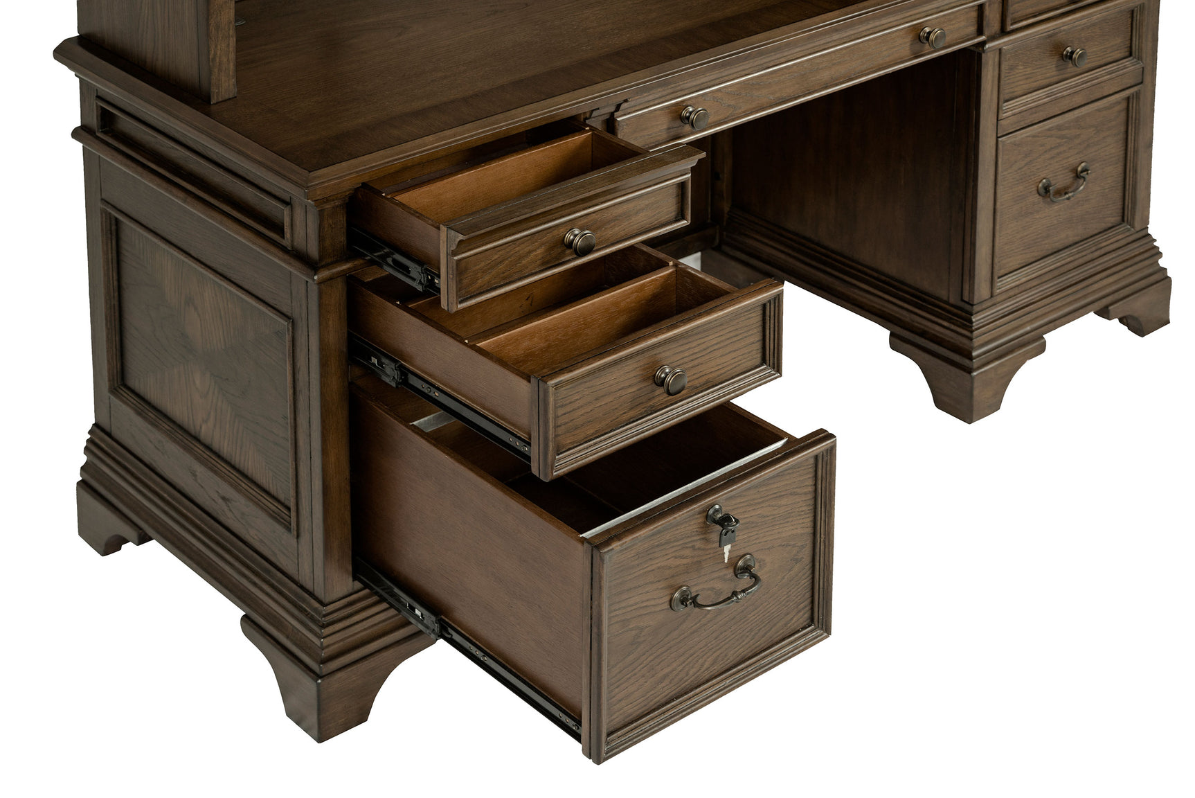 Hartshill 66-inch 5-drawer Credenza with Hutch Burnished Oak - Tampa Furniture Outlet