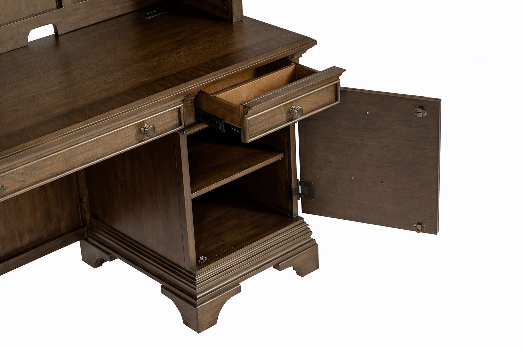 Hartshill 66-inch 5-drawer Credenza with Hutch Burnished Oak - Tampa Furniture Outlet