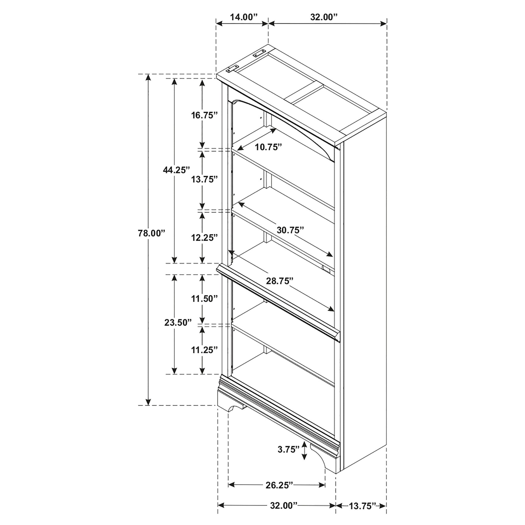 Hartshill 78-inch 5-shelf Bookcase Burnished Oak - Tampa Furniture Outlet