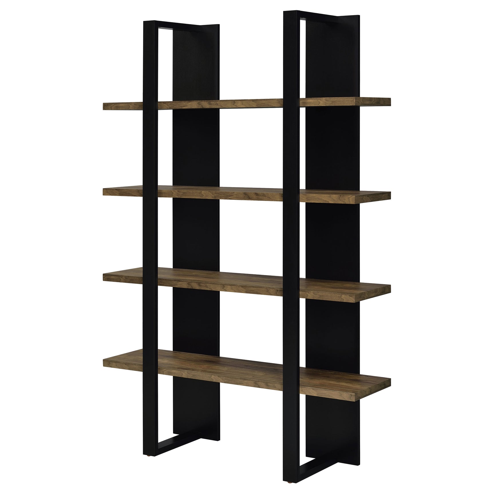 Danbrook 71-inch 4-shelf Bookshelf Black and Aged Walnut - Tampa Furniture Outlet