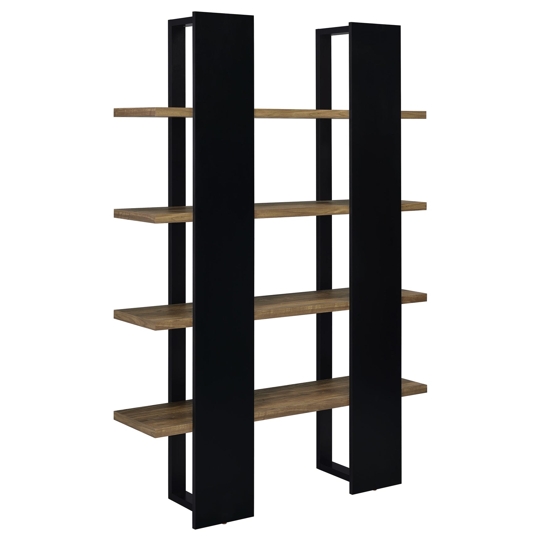 Danbrook 71-inch 4-shelf Bookshelf Black and Aged Walnut - Tampa Furniture Outlet