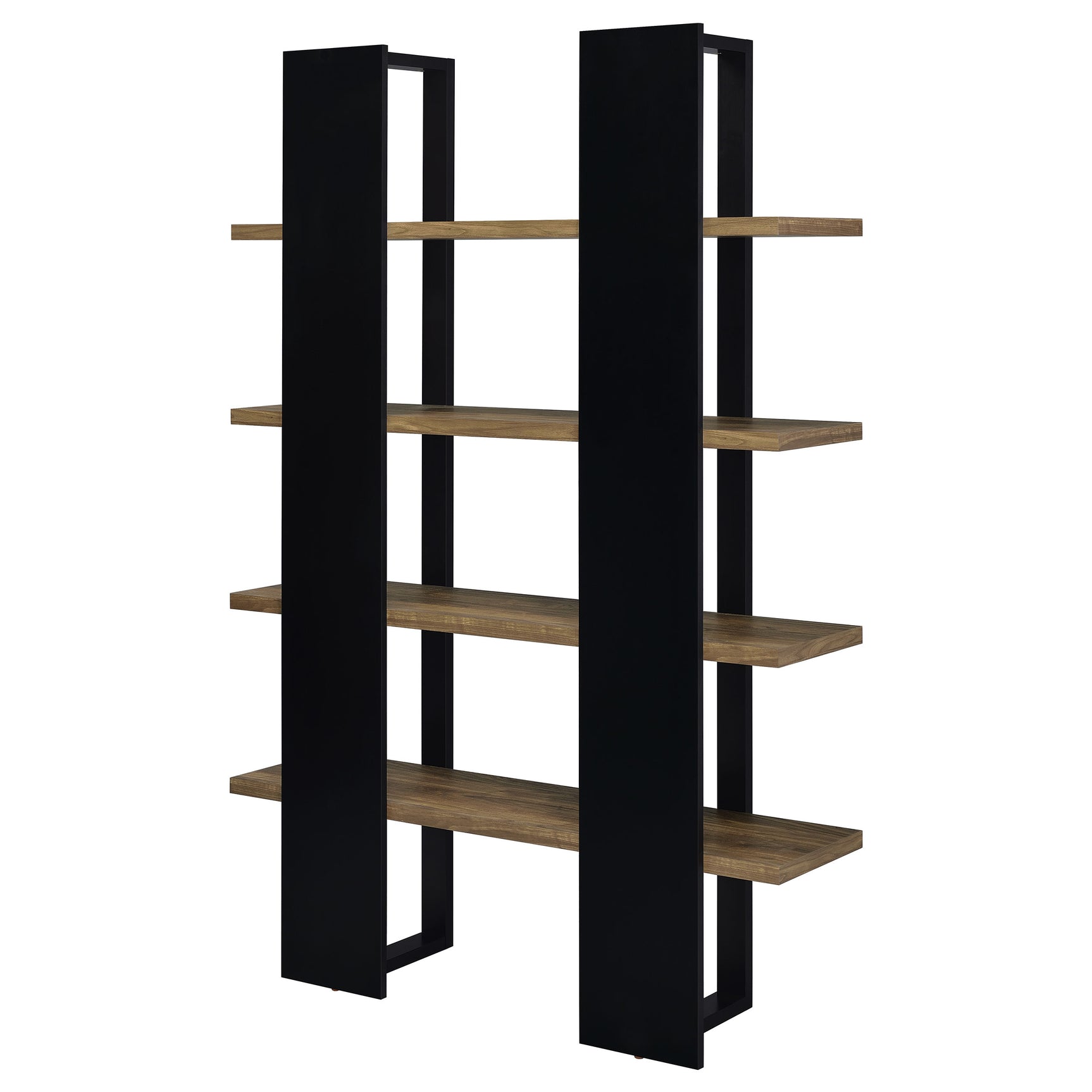 Danbrook 71-inch 4-shelf Bookshelf Black and Aged Walnut - Tampa Furniture Outlet