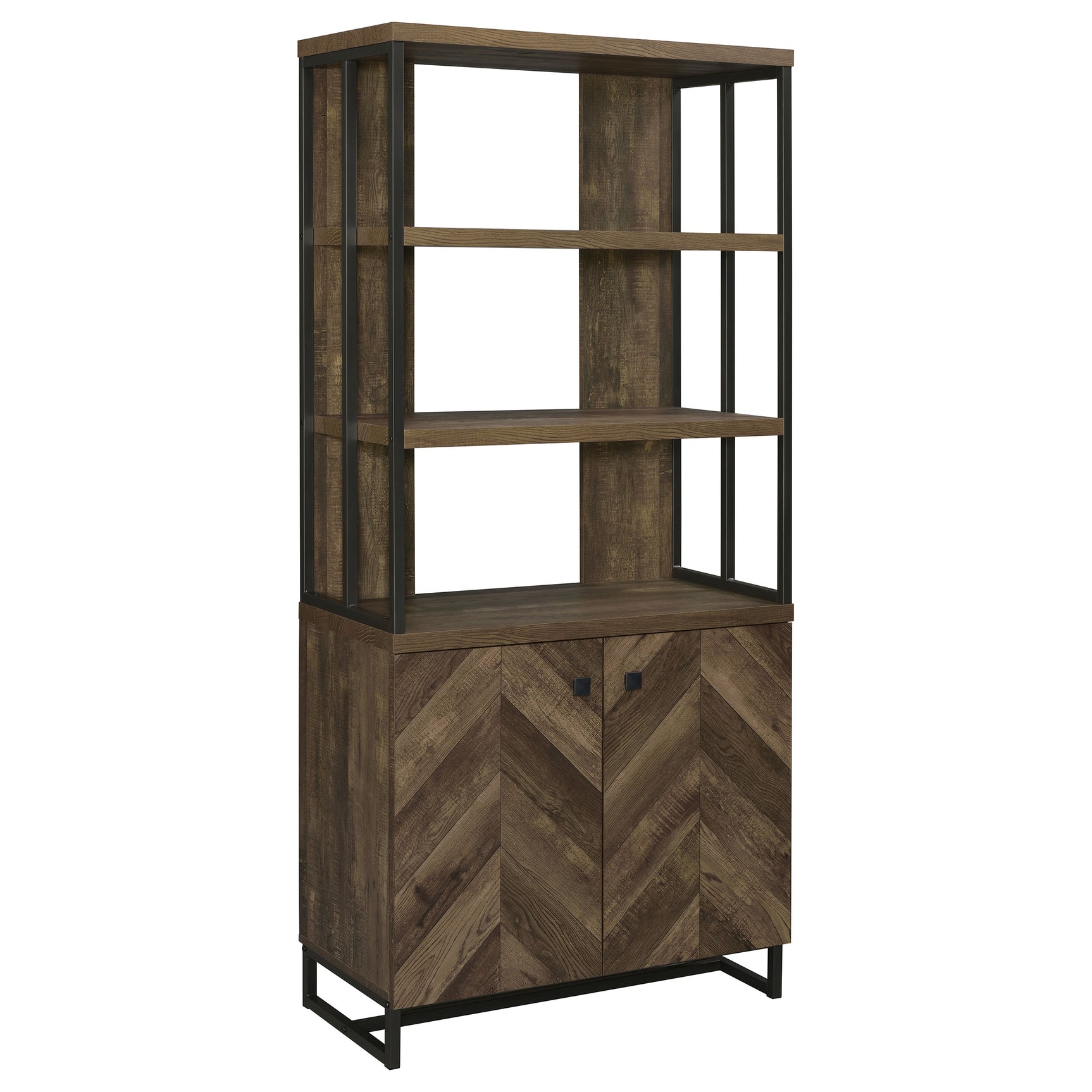 Tampa Furniture Outlet - Coaster - Millbrook 71-inch 2-door Storage Bookshelf Rustic Oak - 882093