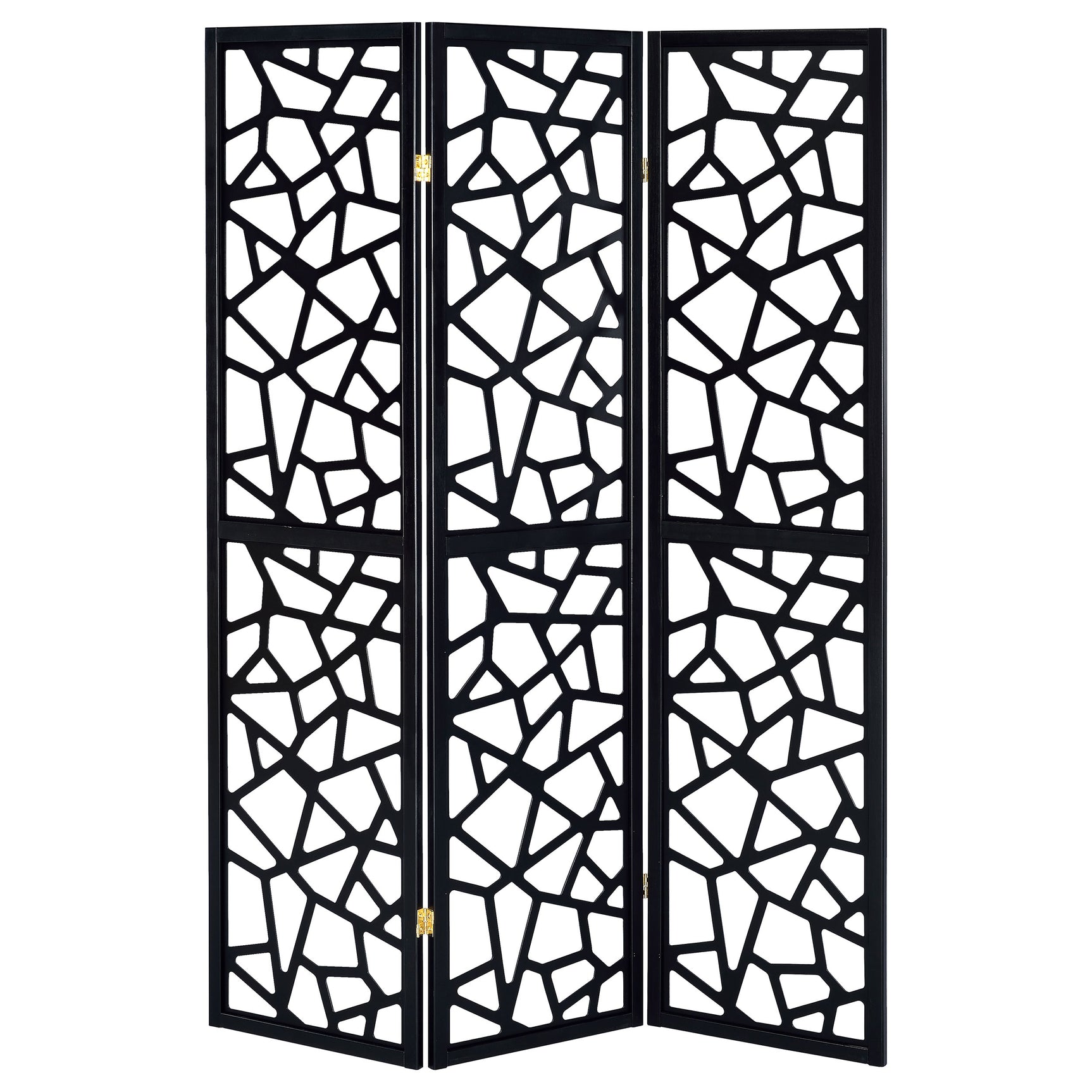 Nailan 3-Panel Room Divider Folding Screen Black Open Mosaic - Tampa Furniture Outlet
