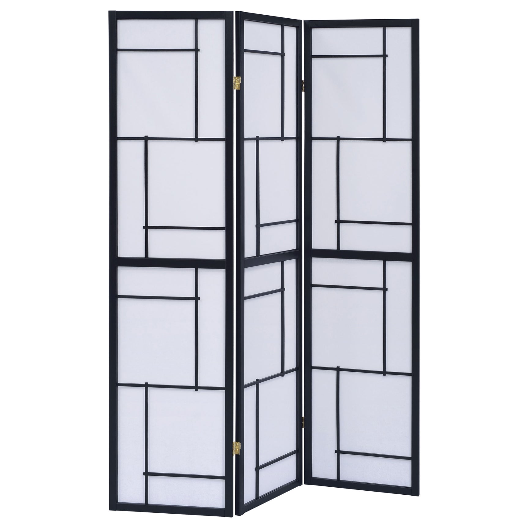 Tampa Furniture Outlet - Coaster - Damis 3-Panel Room Divider Folding Shoji Screen Black - 900102