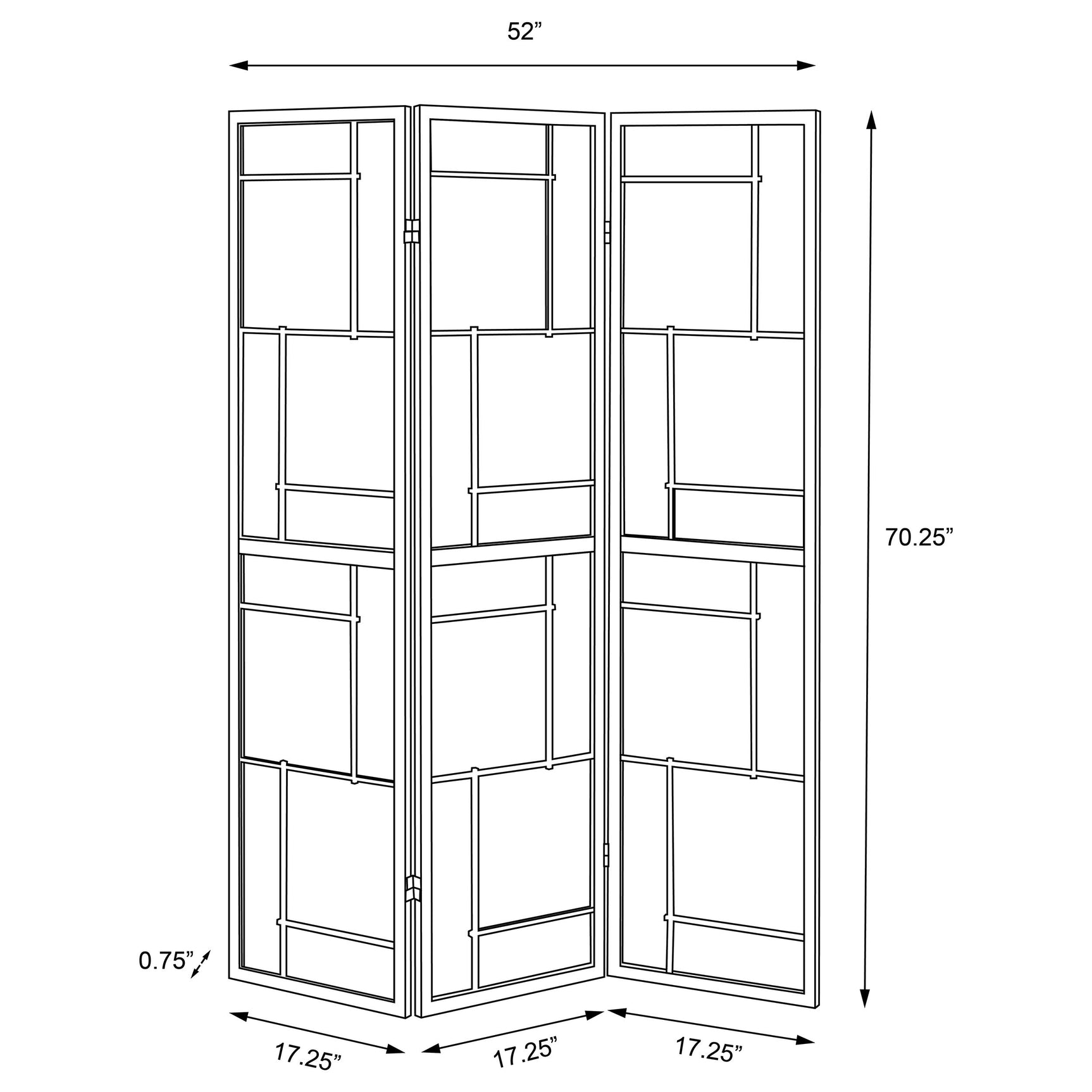 Damis 3-Panel Room Divider Folding Shoji Screen Black - Tampa Furniture Outlet