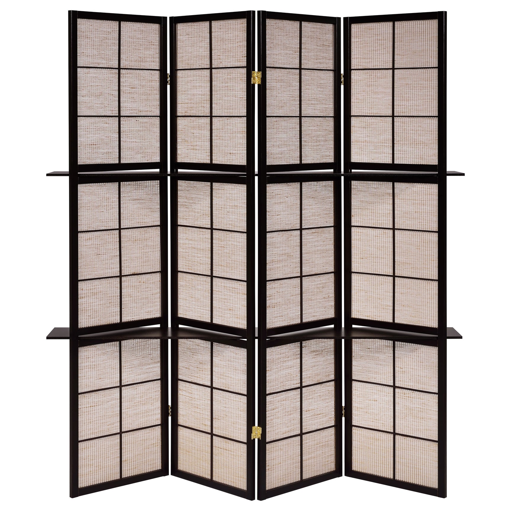 Iggy 4-Panel Room Divider Folding Shoji Screen Cappuccino - Tampa Furniture Outlet