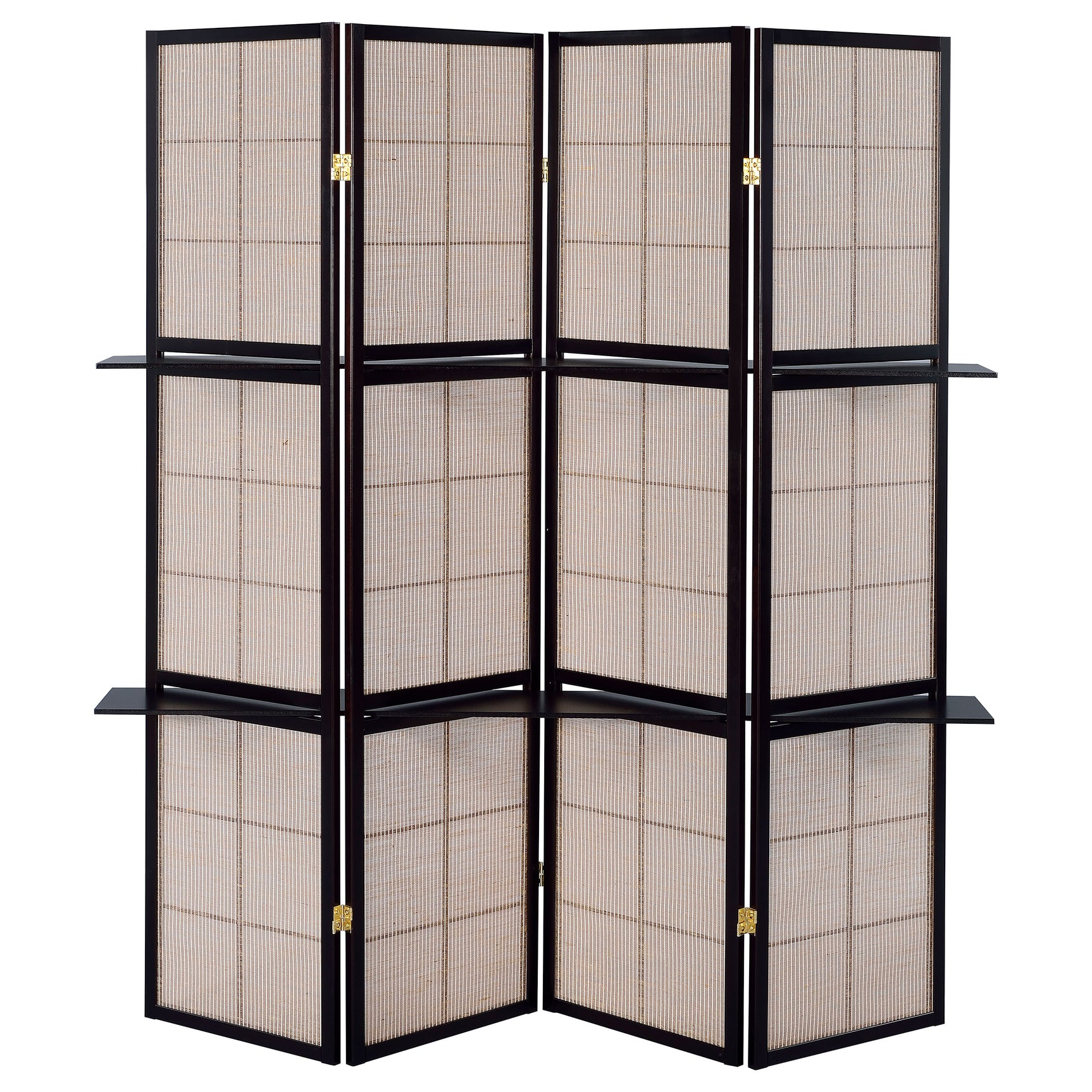 Iggy 4-Panel Room Divider Folding Shoji Screen Cappuccino - Tampa Furniture Outlet