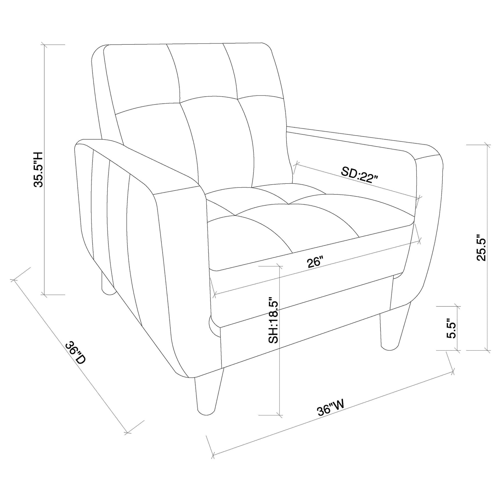 Aaron Upholstered Track Arm Tufted Accent Chair Black - Tampa Furniture Outlet