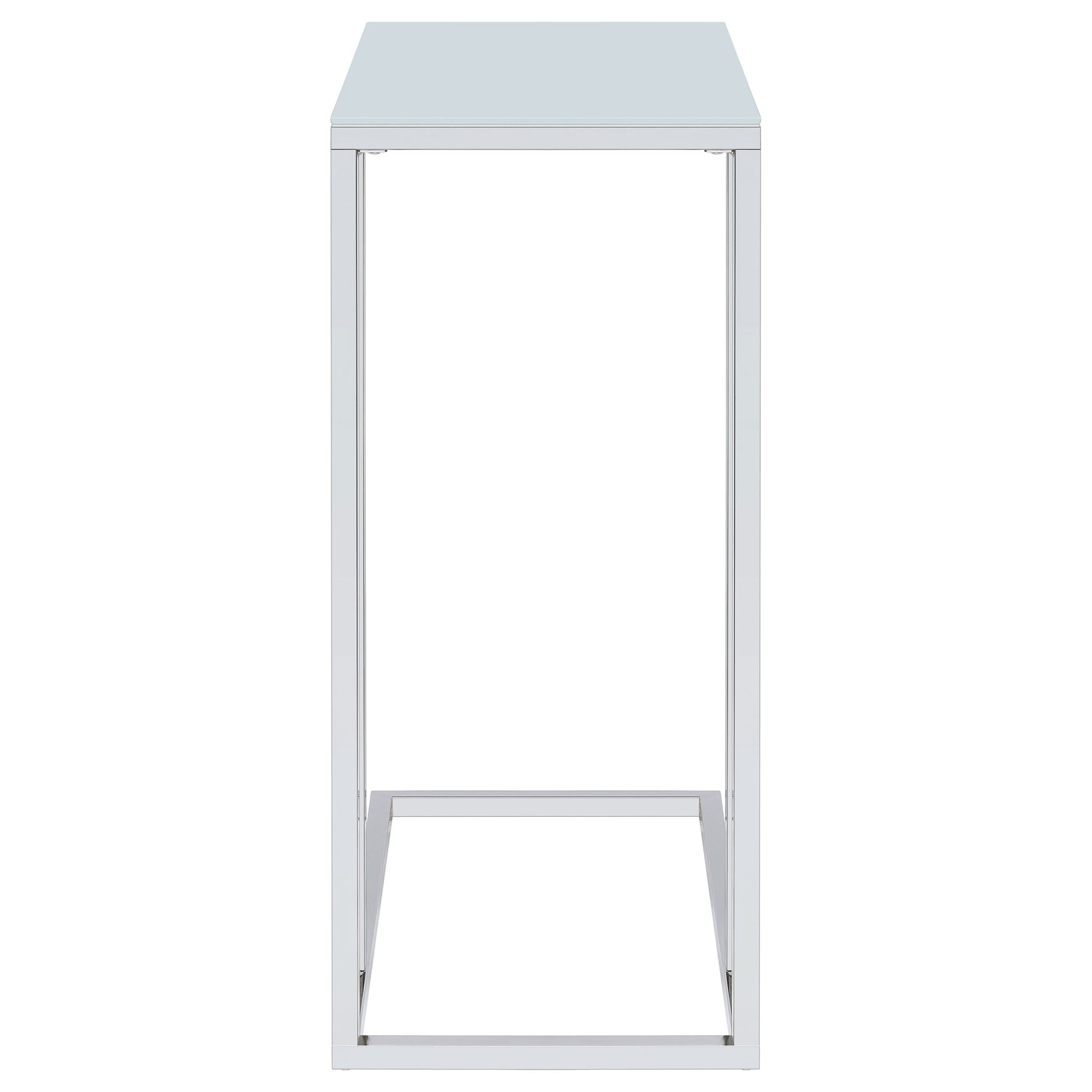 Stella White Glass Top C-Shaped Sofa Side Table Chrome