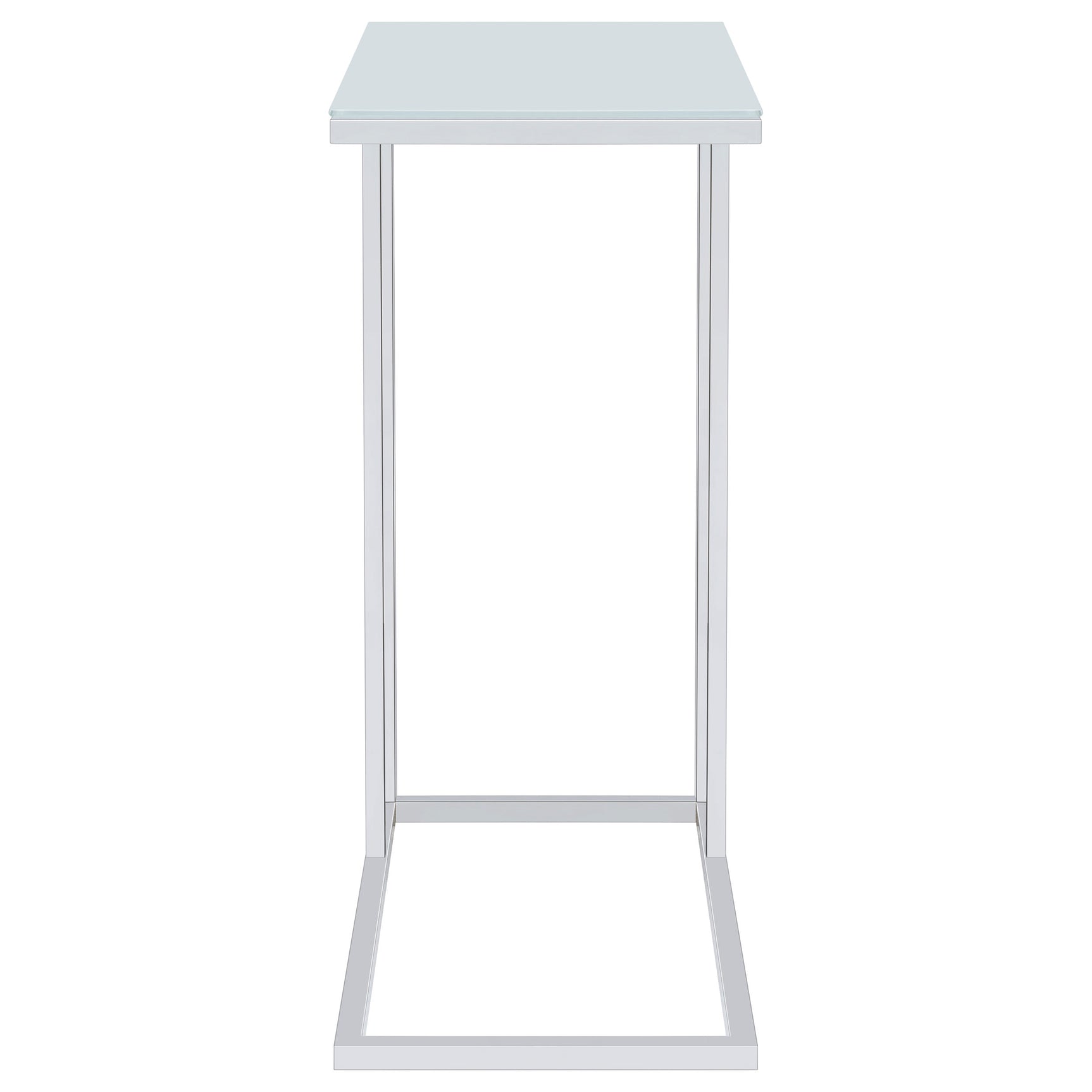 Stella White Glass Top C-Shaped Sofa Side Table Chrome