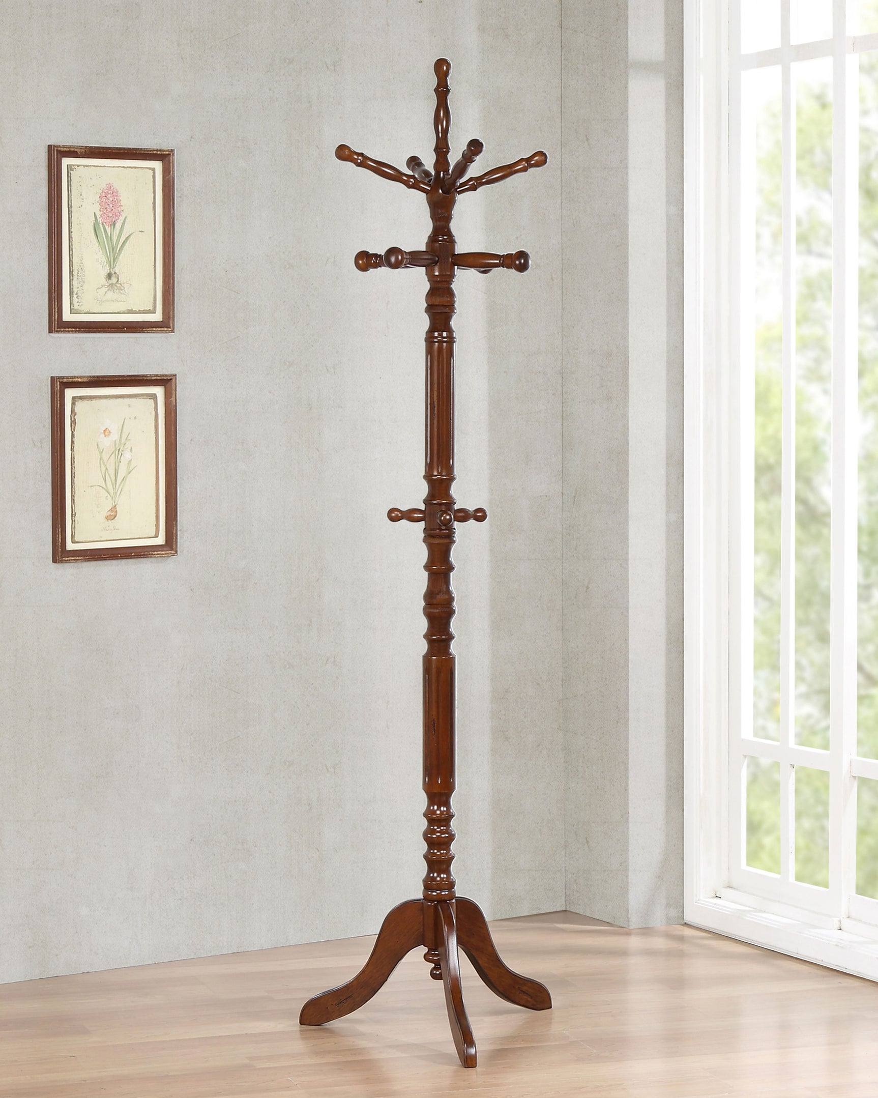 Achelle 11 Hook Freestanding Coat Rack Hat Hanger Tobacco - Tampa Furniture Outlet