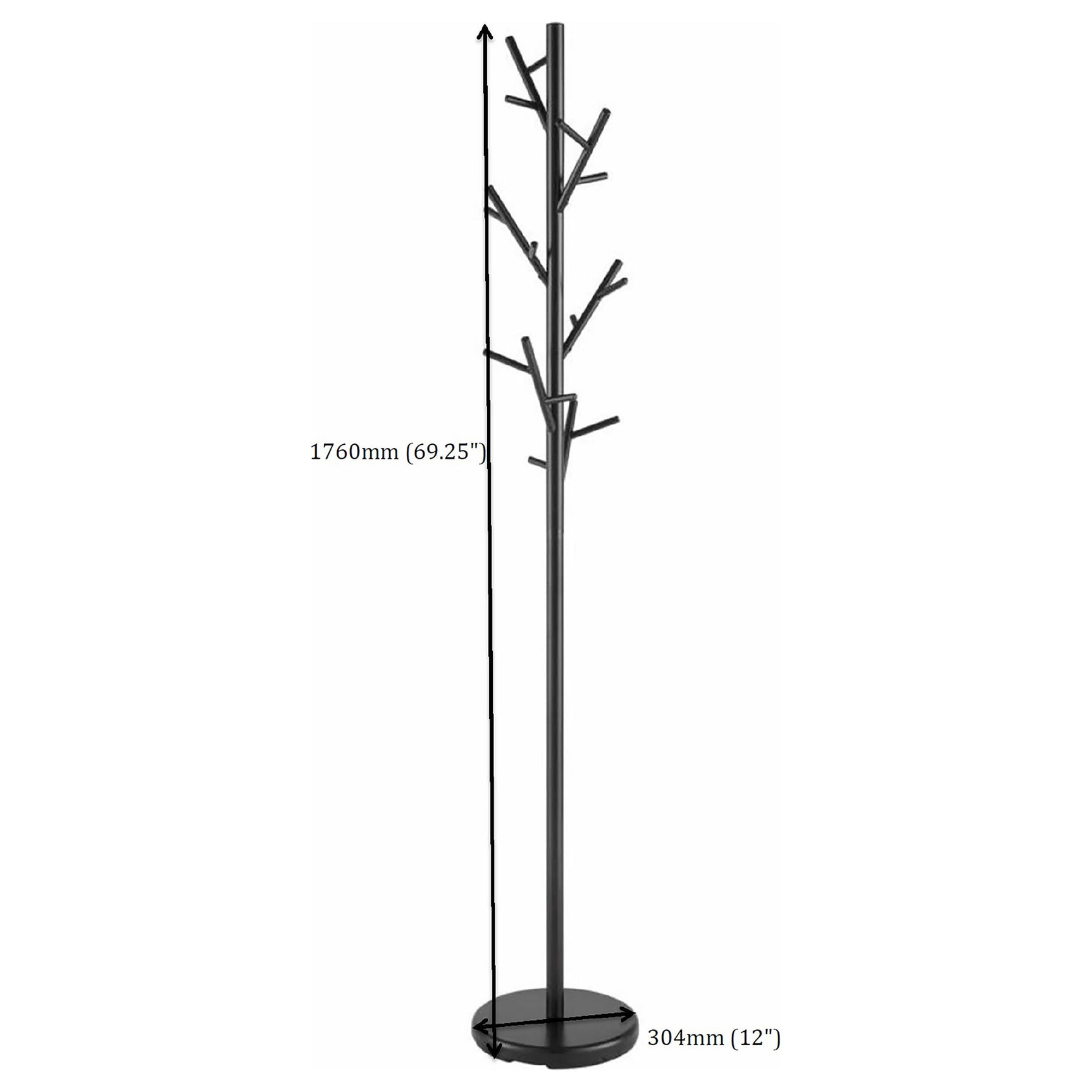 Clover 18 Hook Freestanding Metal Coat Rack Hat Hanger Black - Tampa Furniture Outlet