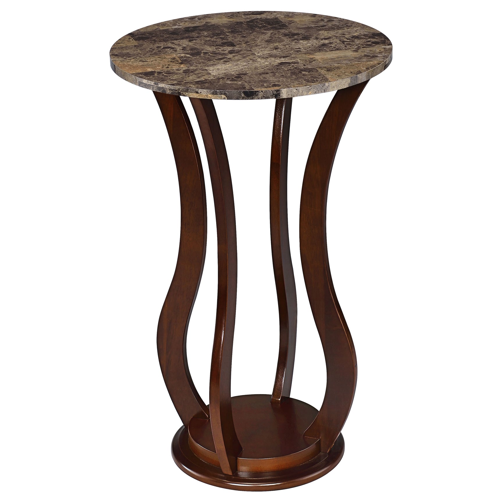 Tampa Furniture Outlet - Coaster - Elton Round Faux Marble Top Plant Stand Brown - 900926