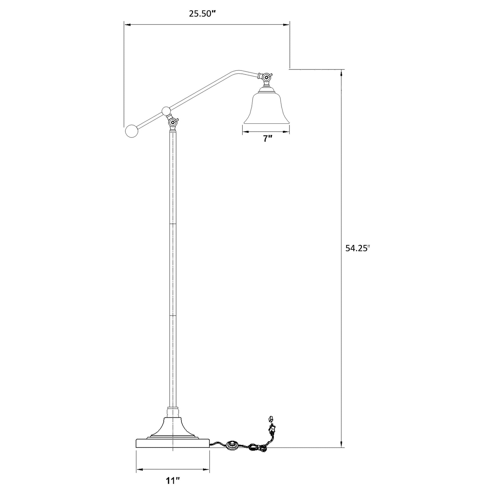 Eduardo 54-inch Bell Down Bridge Floor Lamp Dark Bronze - Tampa Furniture Outlet