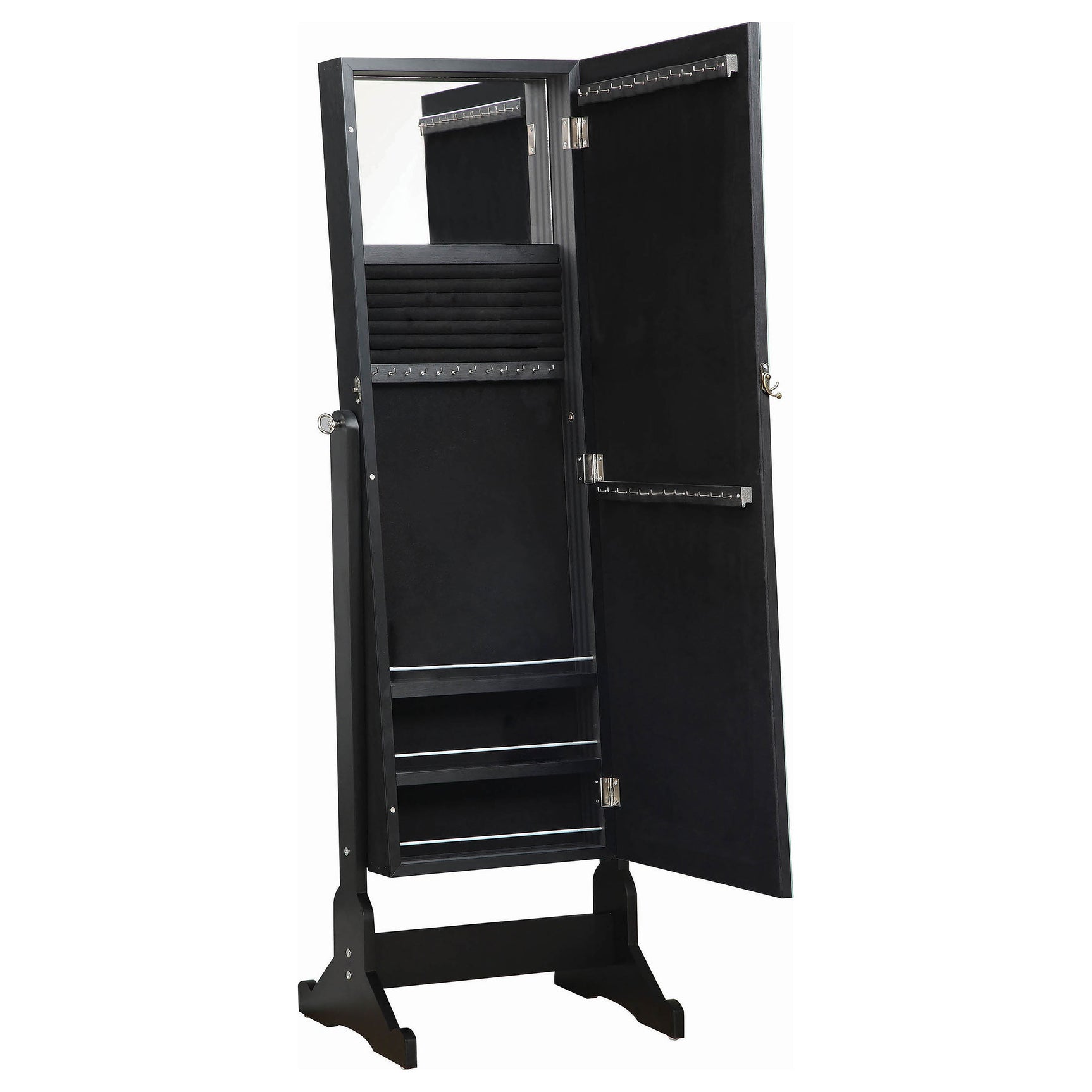 Cortez Cheval Mirror with Jewelry Storage Black - Tampa Furniture Outlet