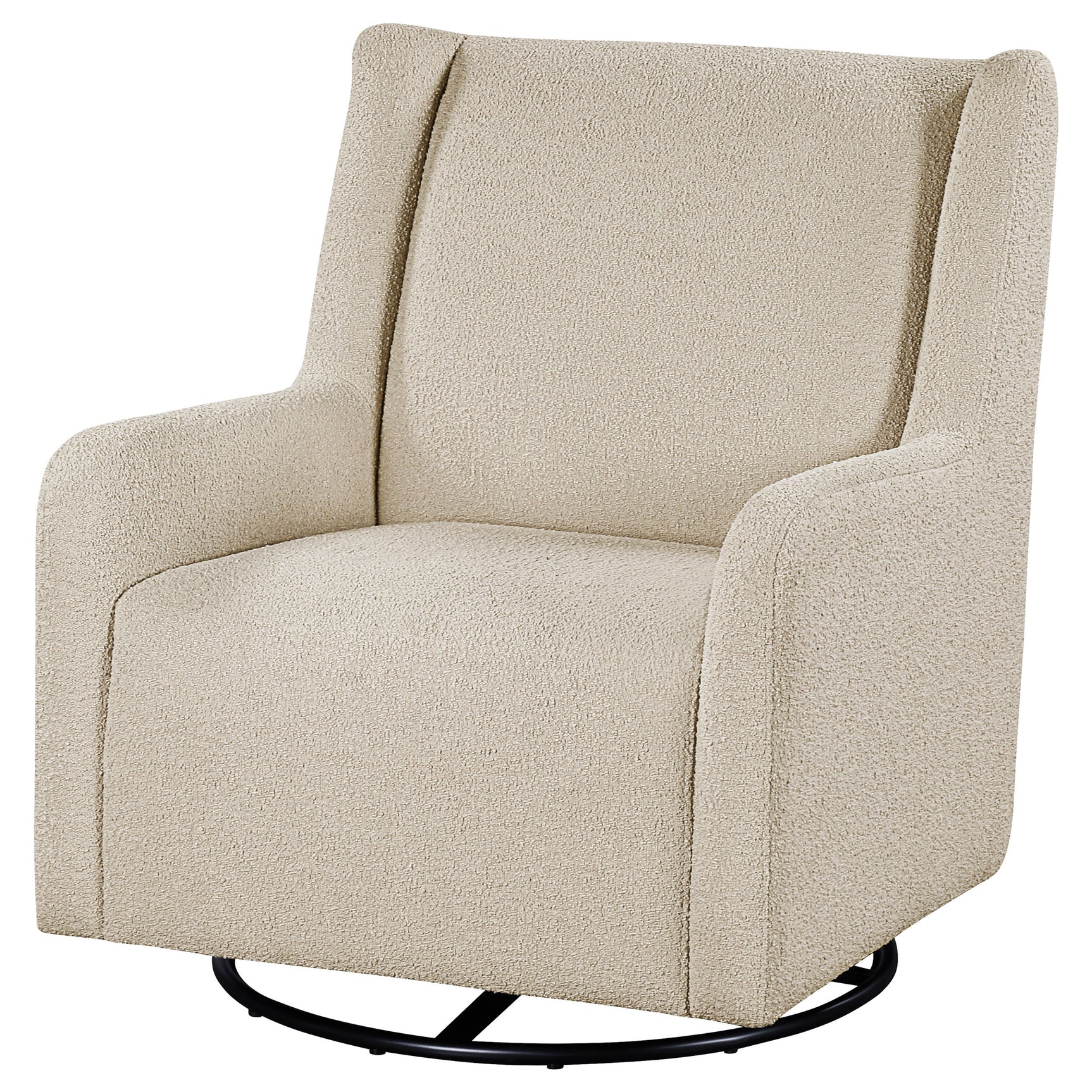 Serra Boucle Upholstered Swivel Glider Sandy Beige - Tampa Furniture Outlet