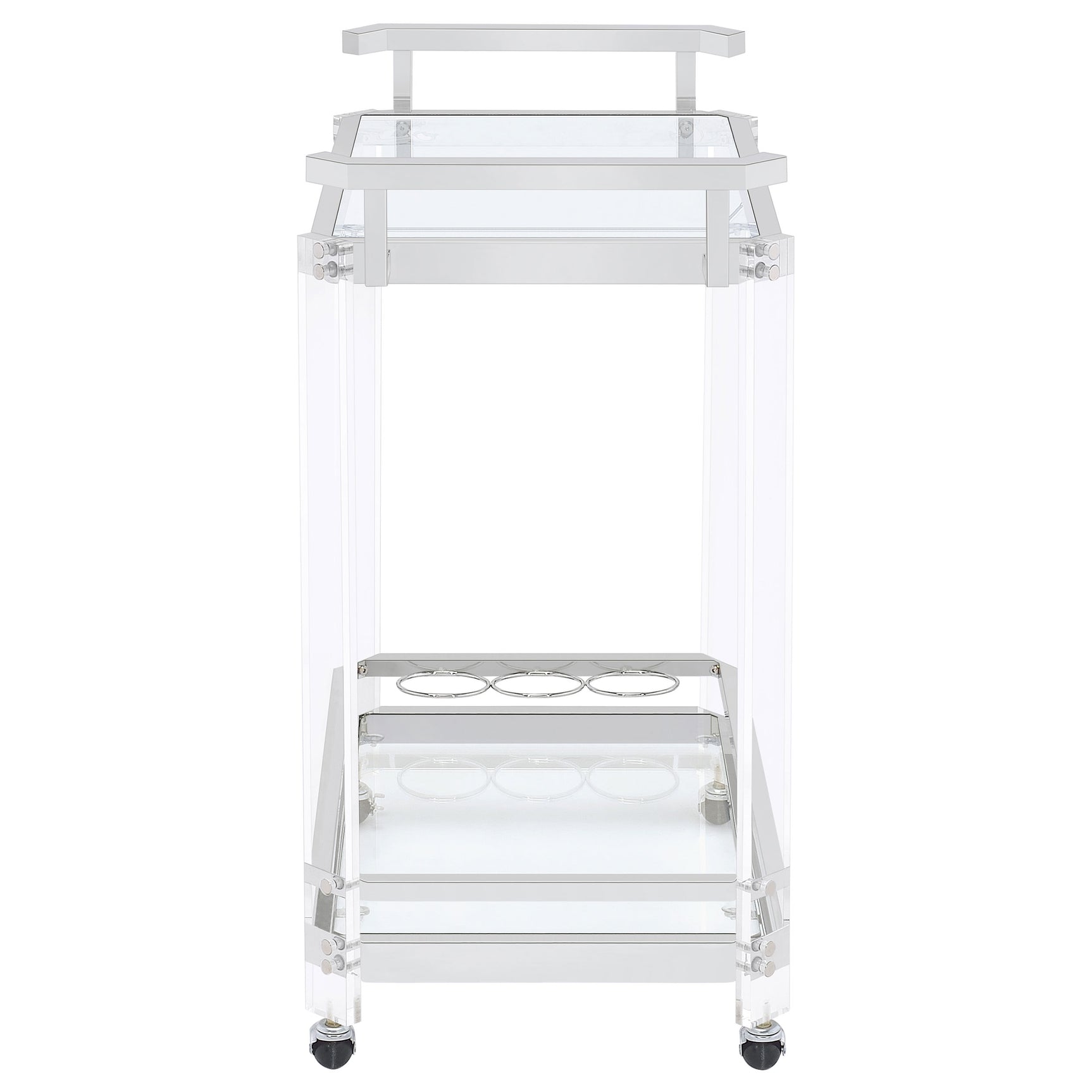 Jefferson 2-tier Glass Shelf Acrylic Bar Cart Chrome - Tampa Furniture Outlet
