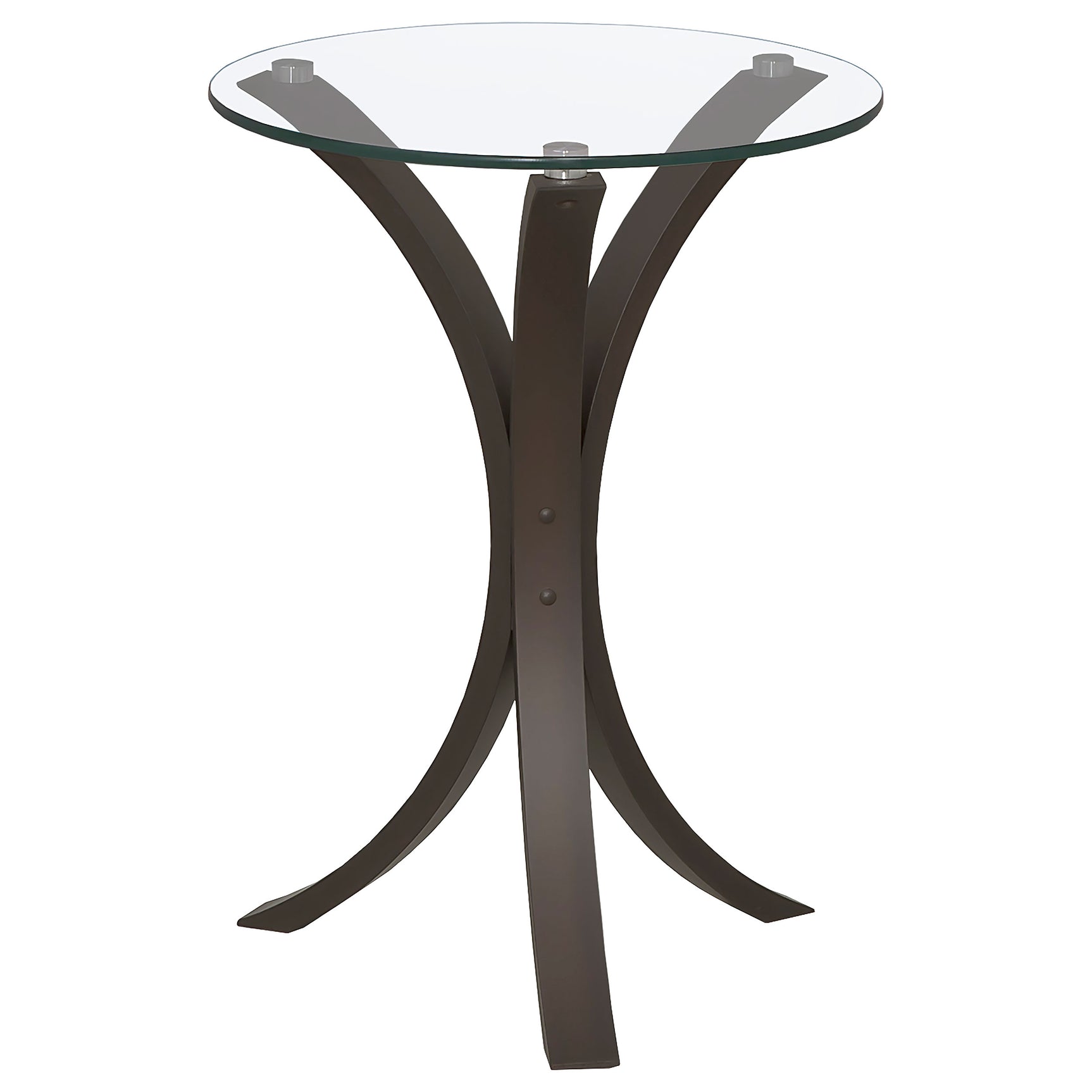 Edgar Round Glass Top Accent Side Table Cappuccino - Tampa Furniture Outlet