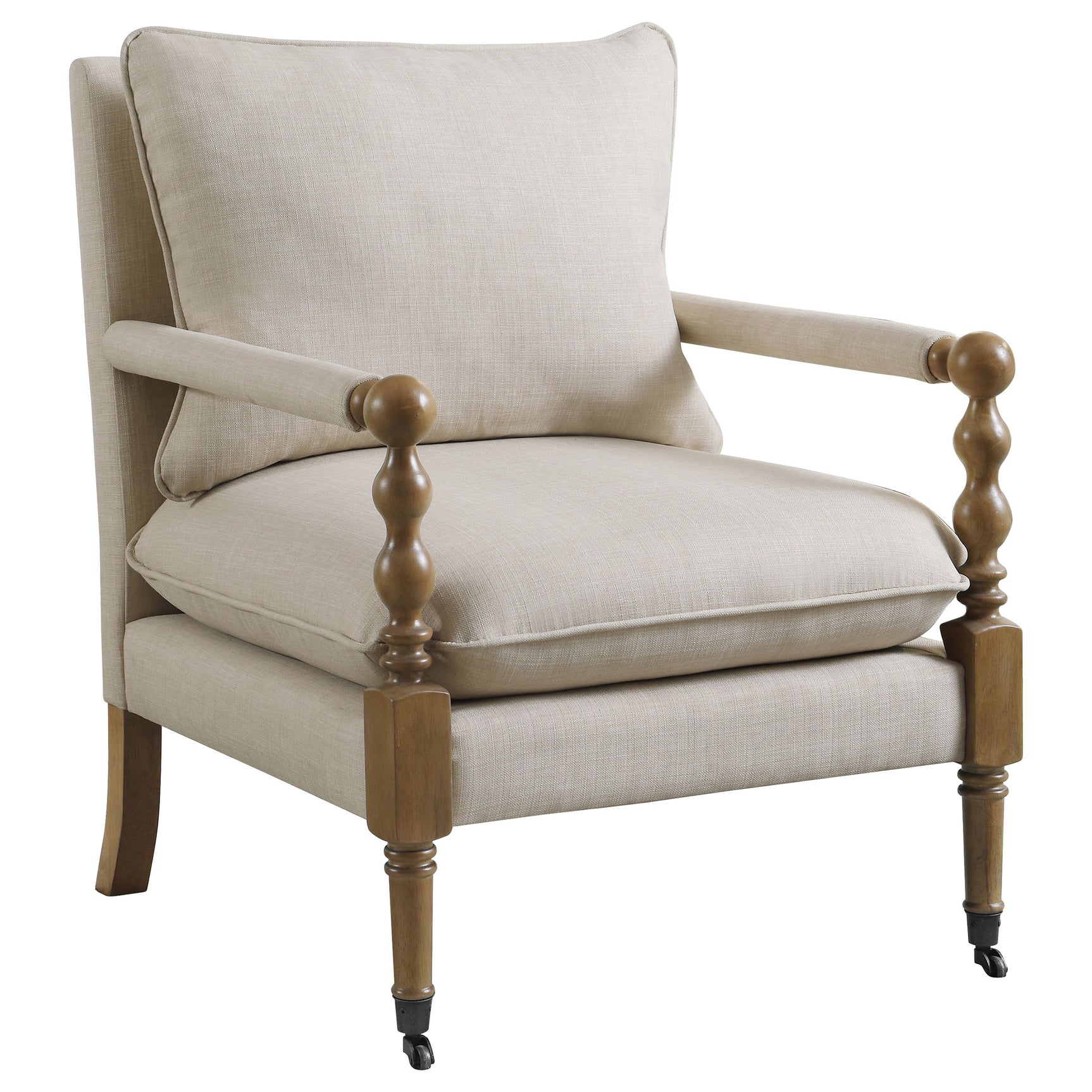 Tampa Furniture Outlet - Coaster - Dempsy Upholstered Accent Chair with Casters Beige - 903058