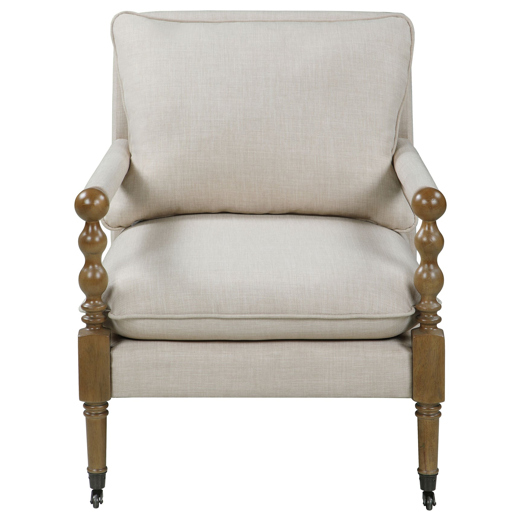 Dempsy Upholstered Accent Chair with Casters Beige - Tampa Furniture Outlet